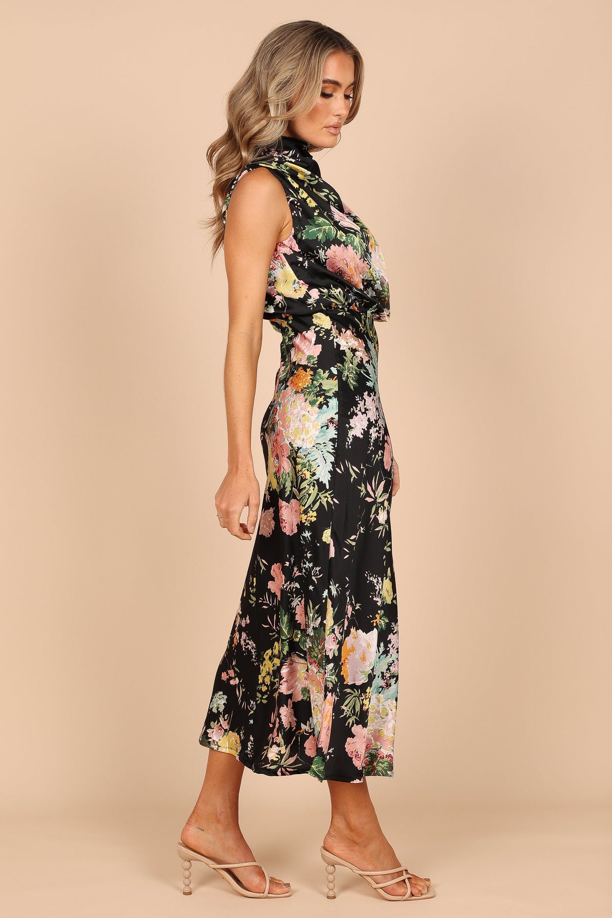 Anabelle Halter Neck Midi Dress in Black Floral – view 4 of 7
