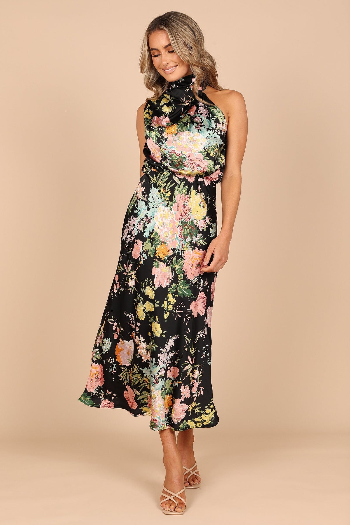 Anabelle Halter Neck Midi Dress in Black Floral – view 7 of 7
