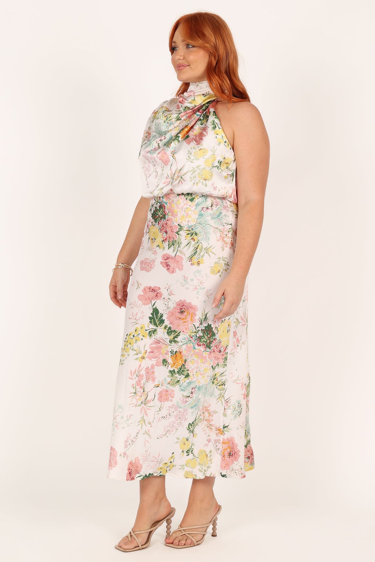 Anabelle Halter Neck Midi Dress in White Floral – view 6 of 15