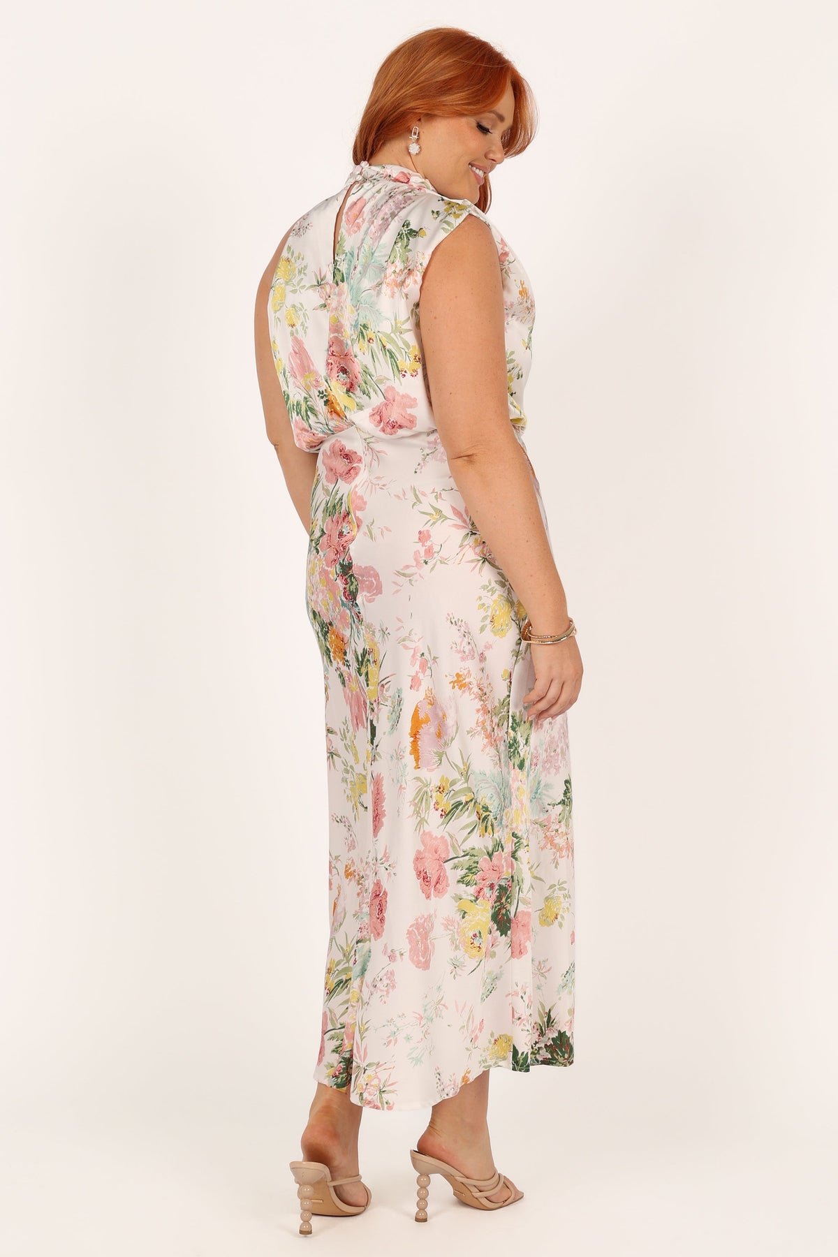 Anabelle Halter Neck Midi Dress in White Floral – view 8 of 15