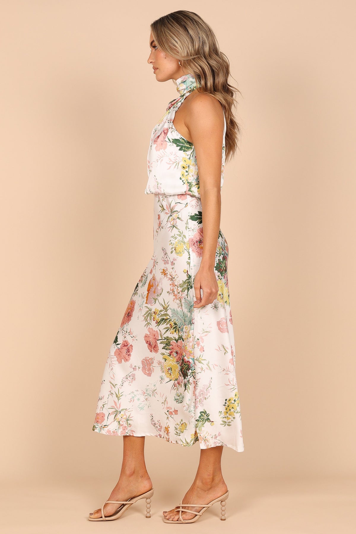 Anabelle Halter Neck Midi Dress in White Floral – view 12 of 15