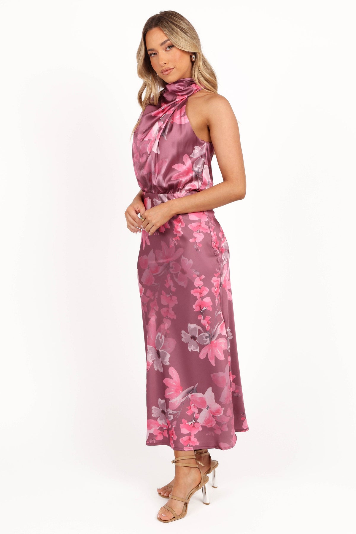 Anabelle Halter Neck Midi Dress in Dark Rose Floral – view 4 of 9
