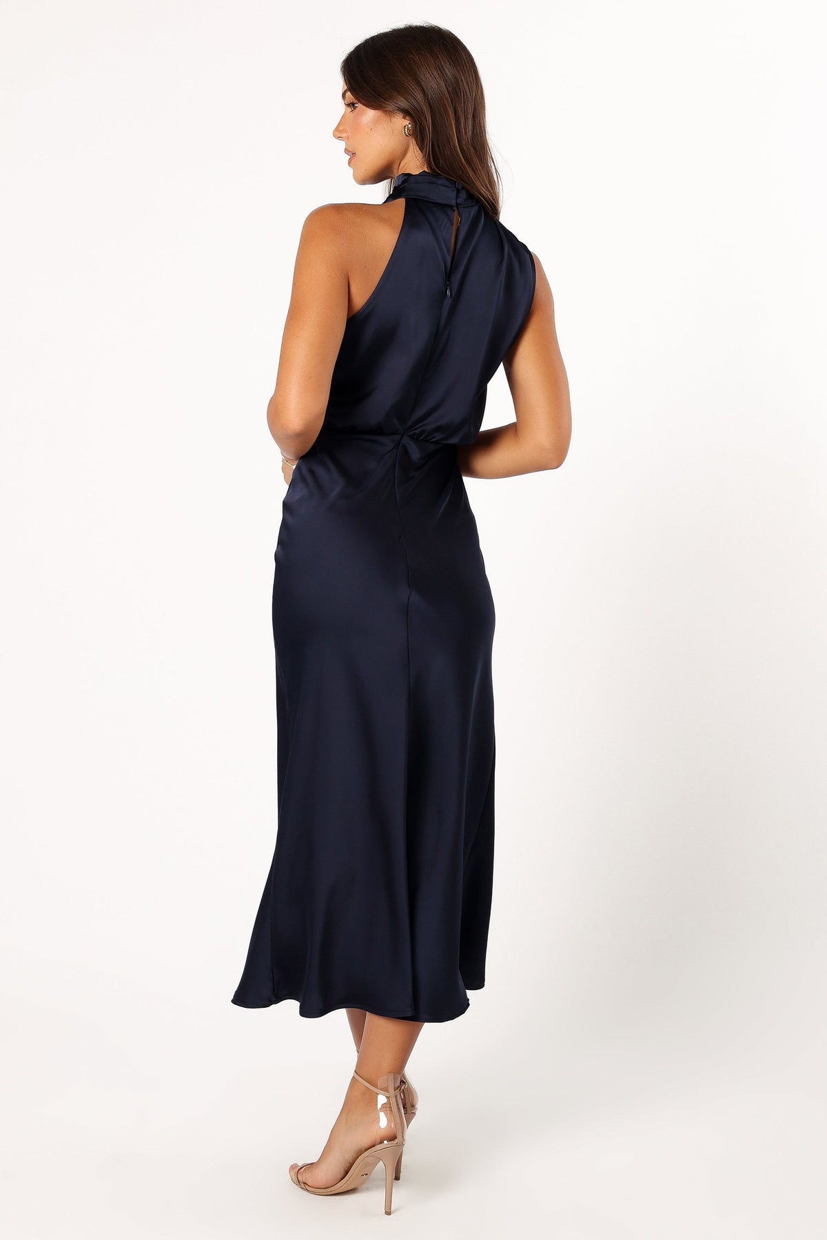 Anabelle Halter Neck Midi Dress in Navy – view 4 of 9