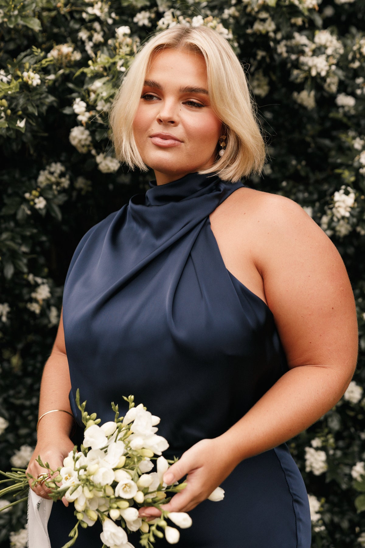 Anabelle Halter Neck Midi Dress in Navy – view 7 of 9