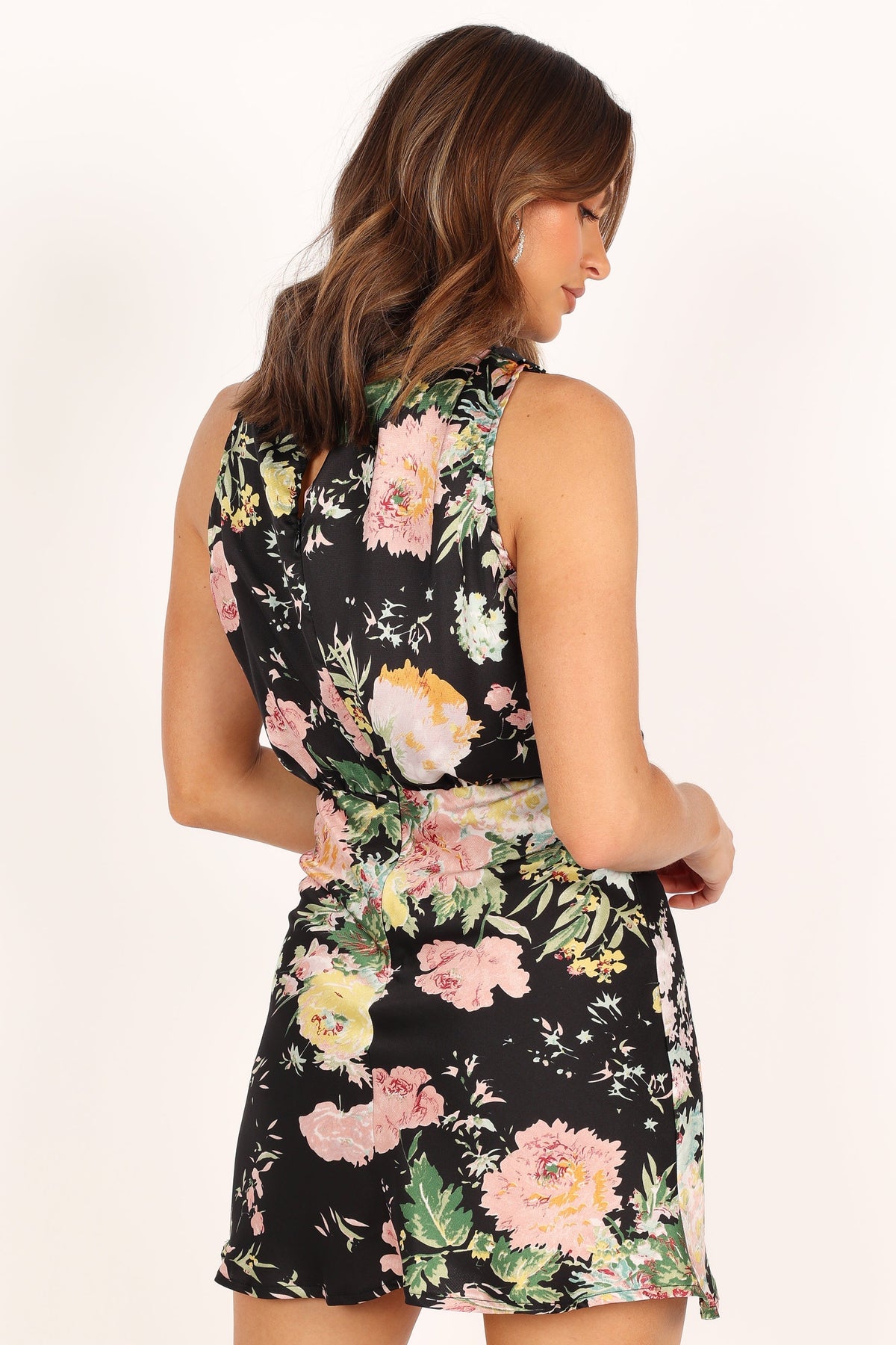 Anabelle Halter Neck Mini Dress in Black Floral – view 8 of 10