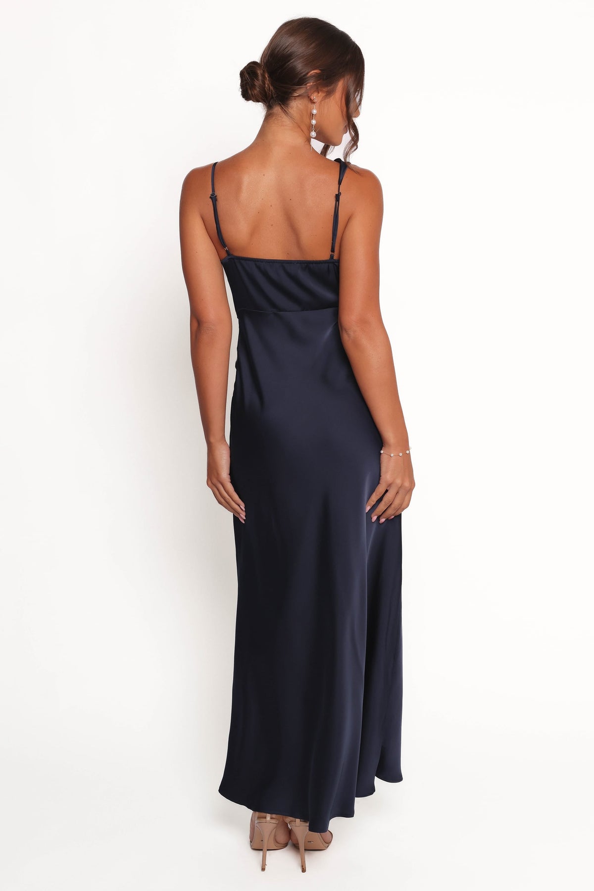 Anela Asymmetric Midi Dress in Navy – view 5 of 8