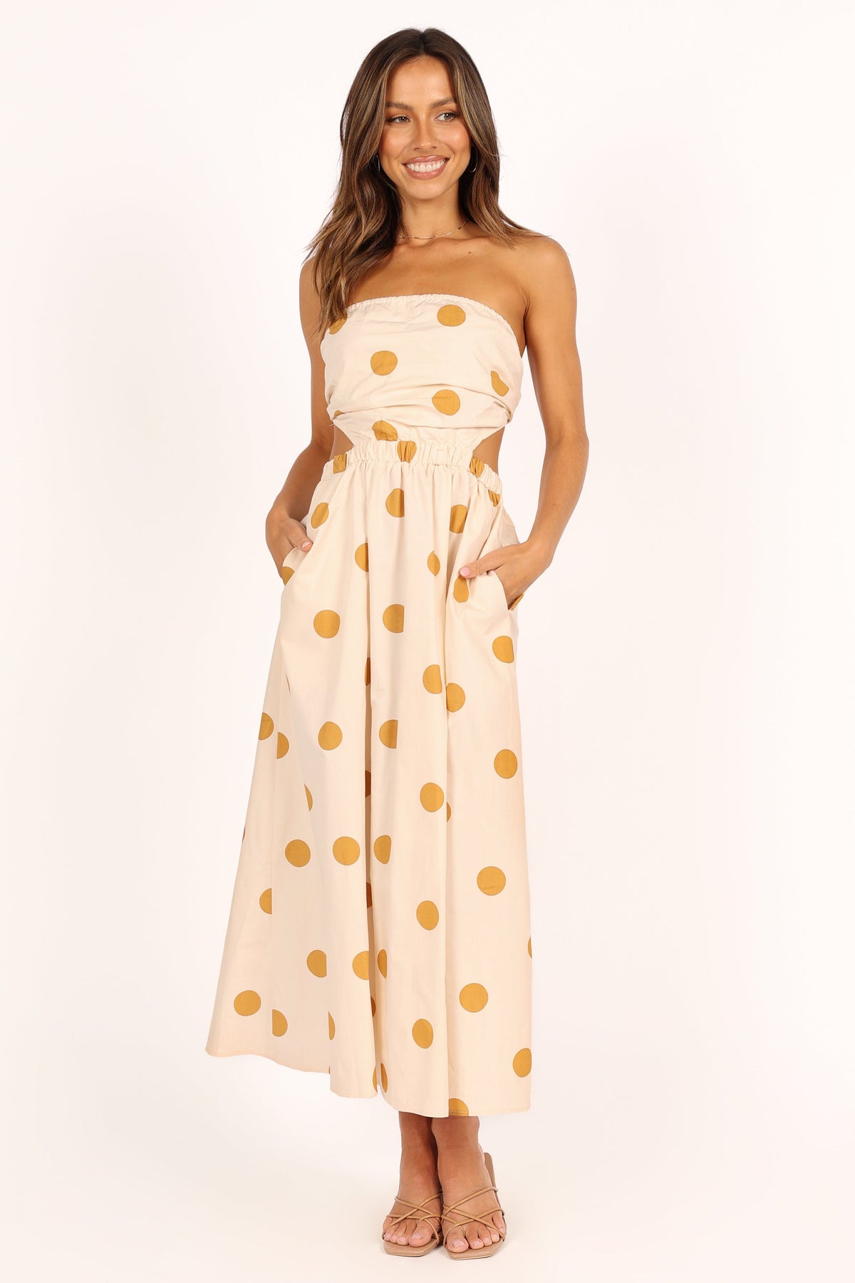 Angelique Dress in Beige Spot – view 2 of 8