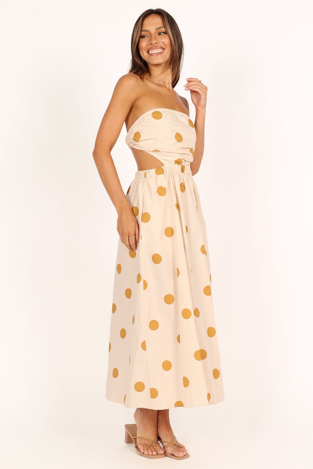 Angelique Dress in Beige Spot – view 7 of 8