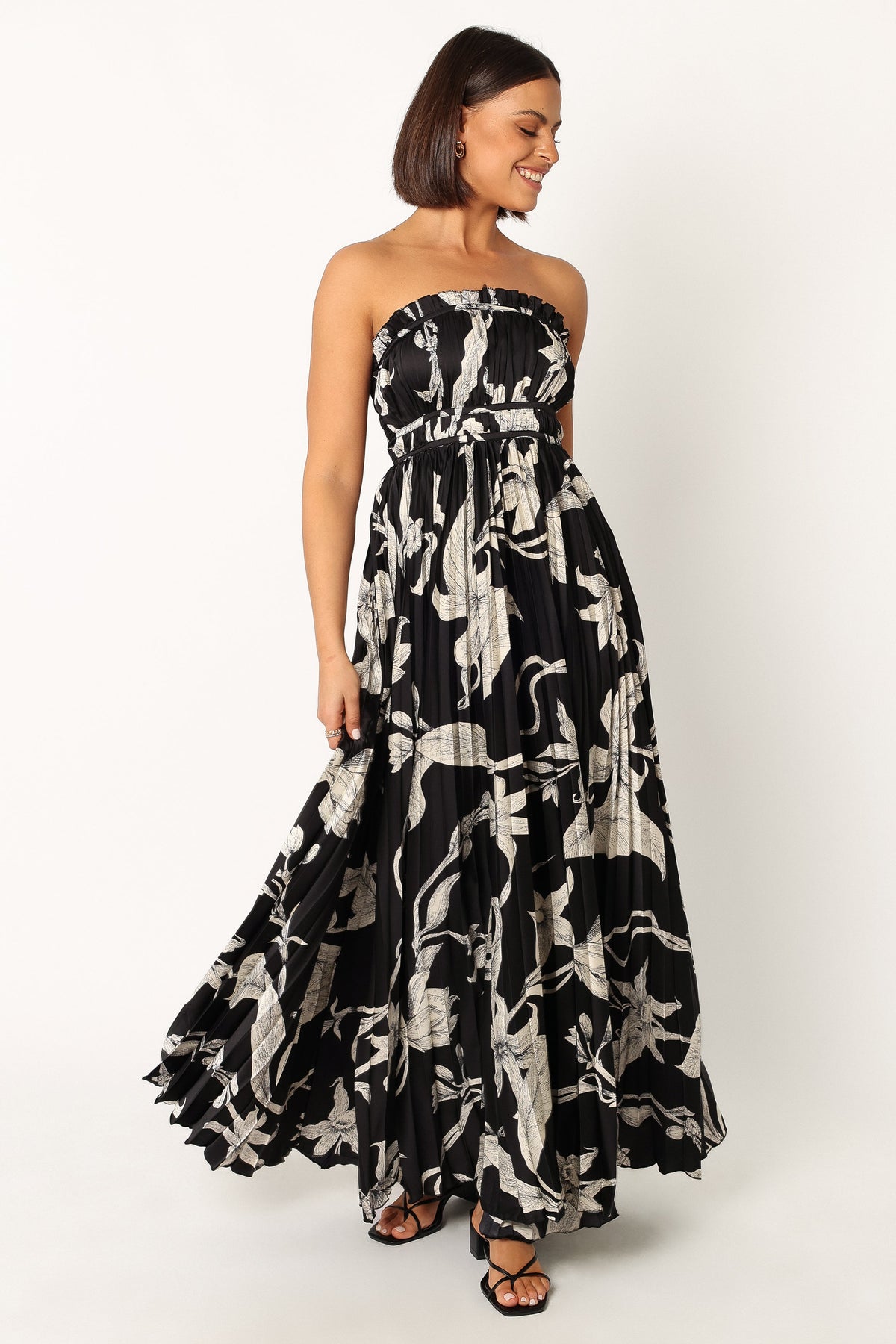 Angelique Strapless Maxi Dress in Black Floral – view 1 of 7