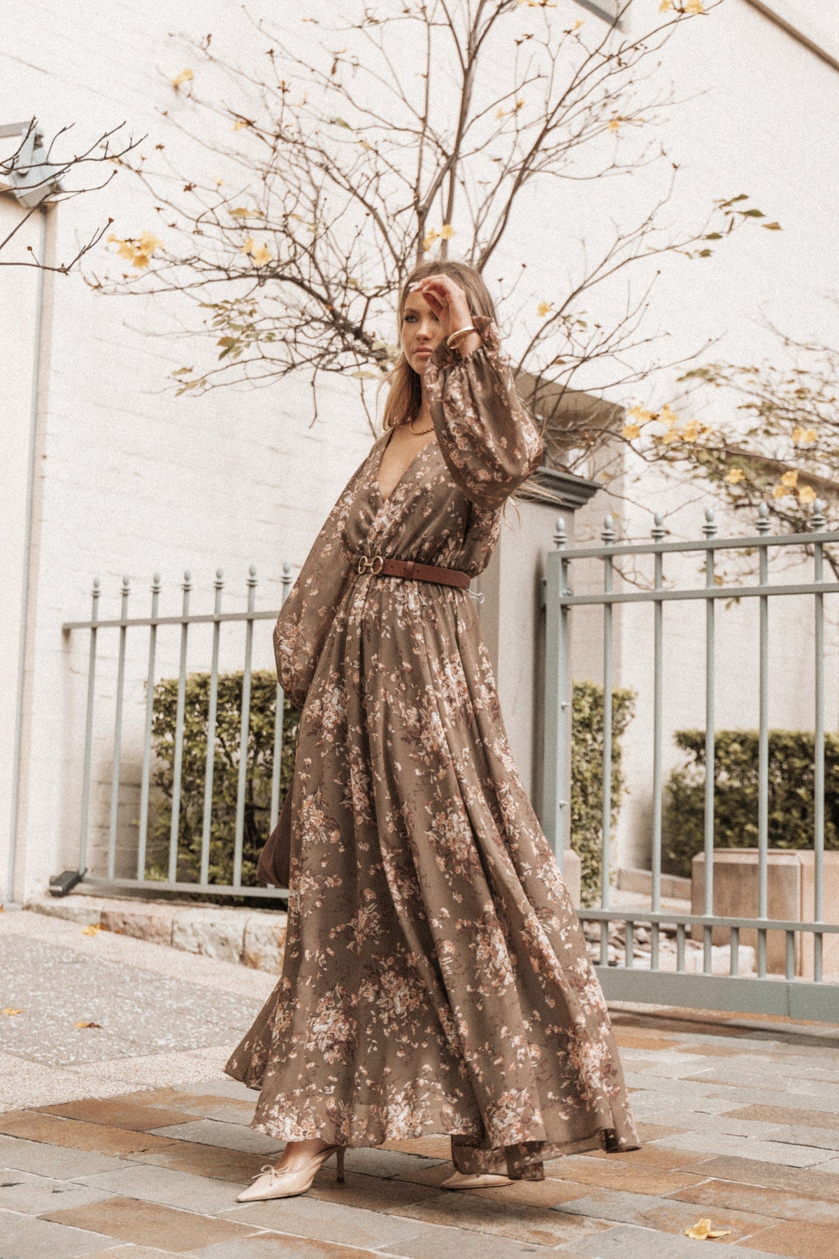 Anisa Maxi Dress in Olive Floral – view 2 of 9