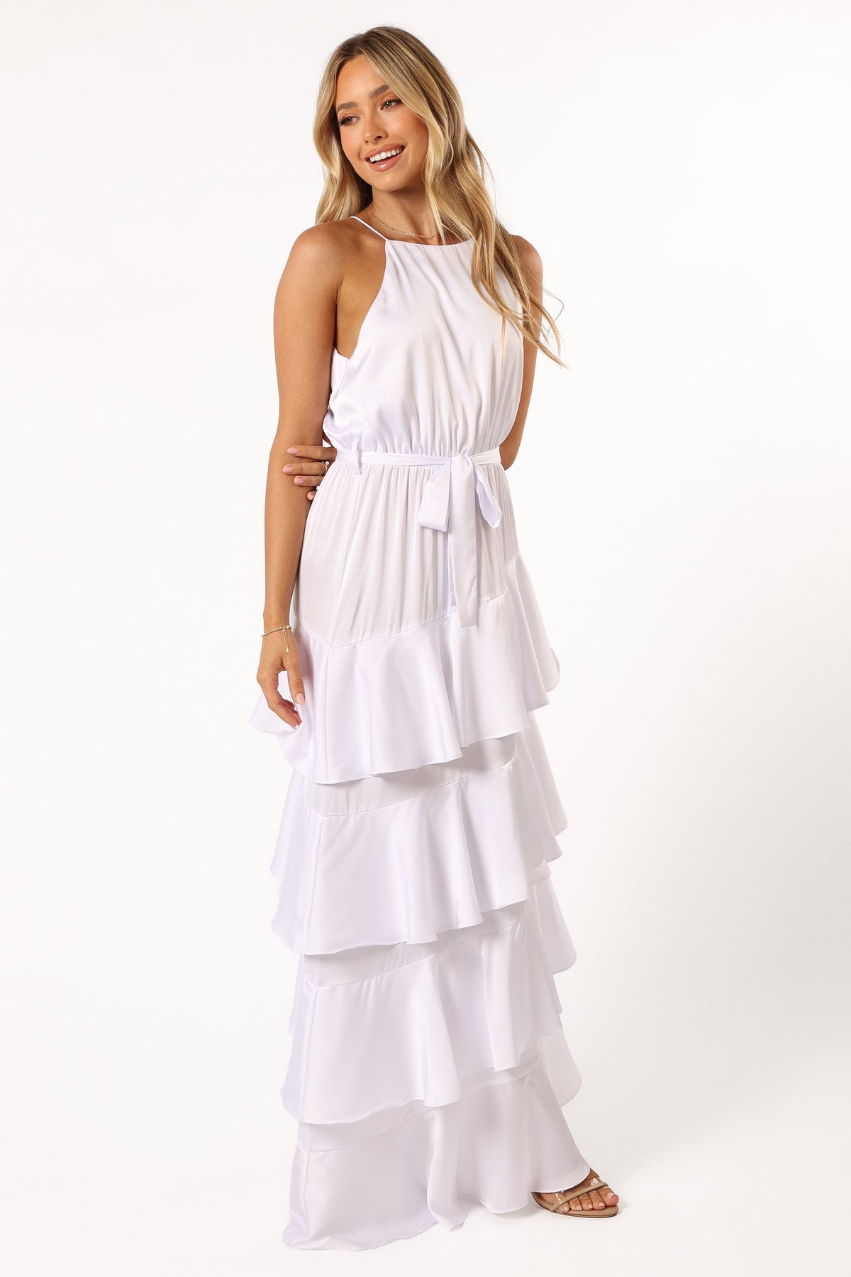 Annalise Tiered Maxi Dress in White – view 5 of 6