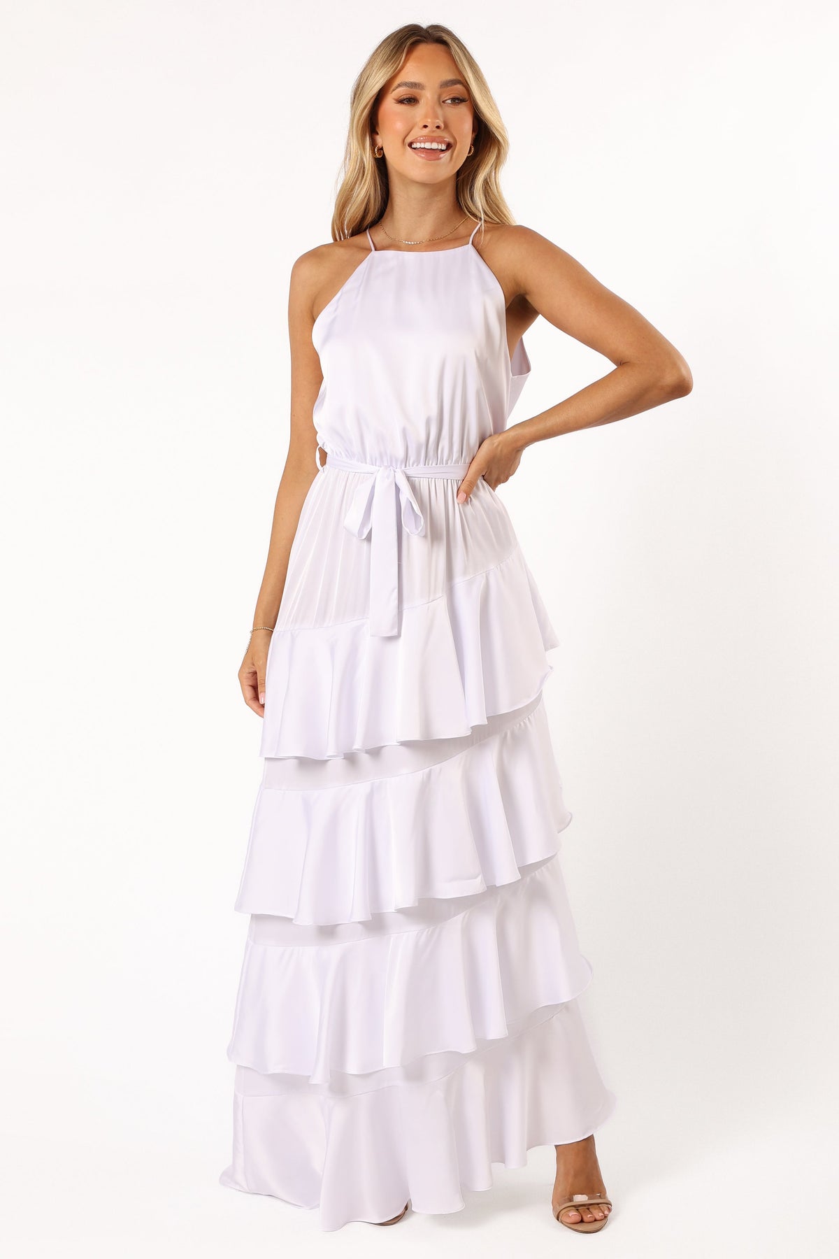 Annalise Tiered Maxi Dress in White – view 1 of 6