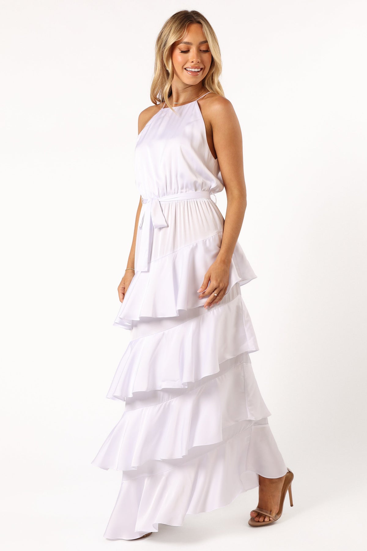 Annalise Tiered Maxi Dress in White – view 3 of 6