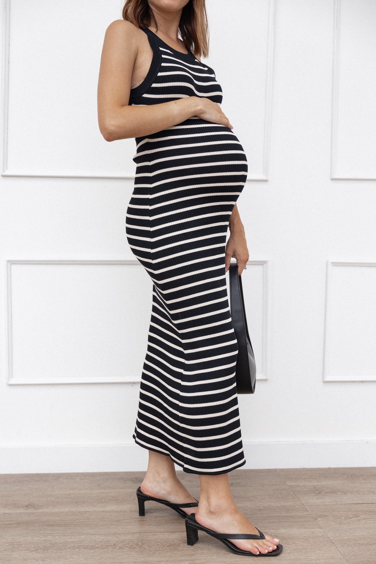 Arabella Knit Dress in Black Beige Stripe – view 7 of 7