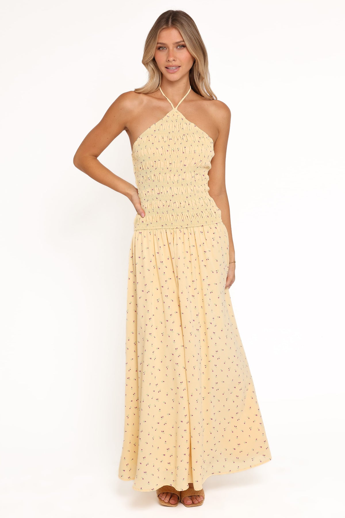 Aradia Halter Maxi Dress in Yellow Floral – view 2 of 7
