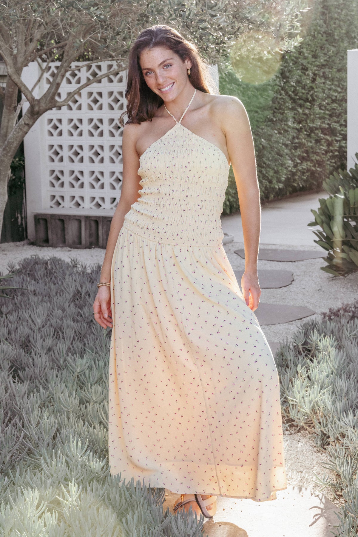 Aradia Halter Maxi Dress in Yellow Floral – view 1 of 7