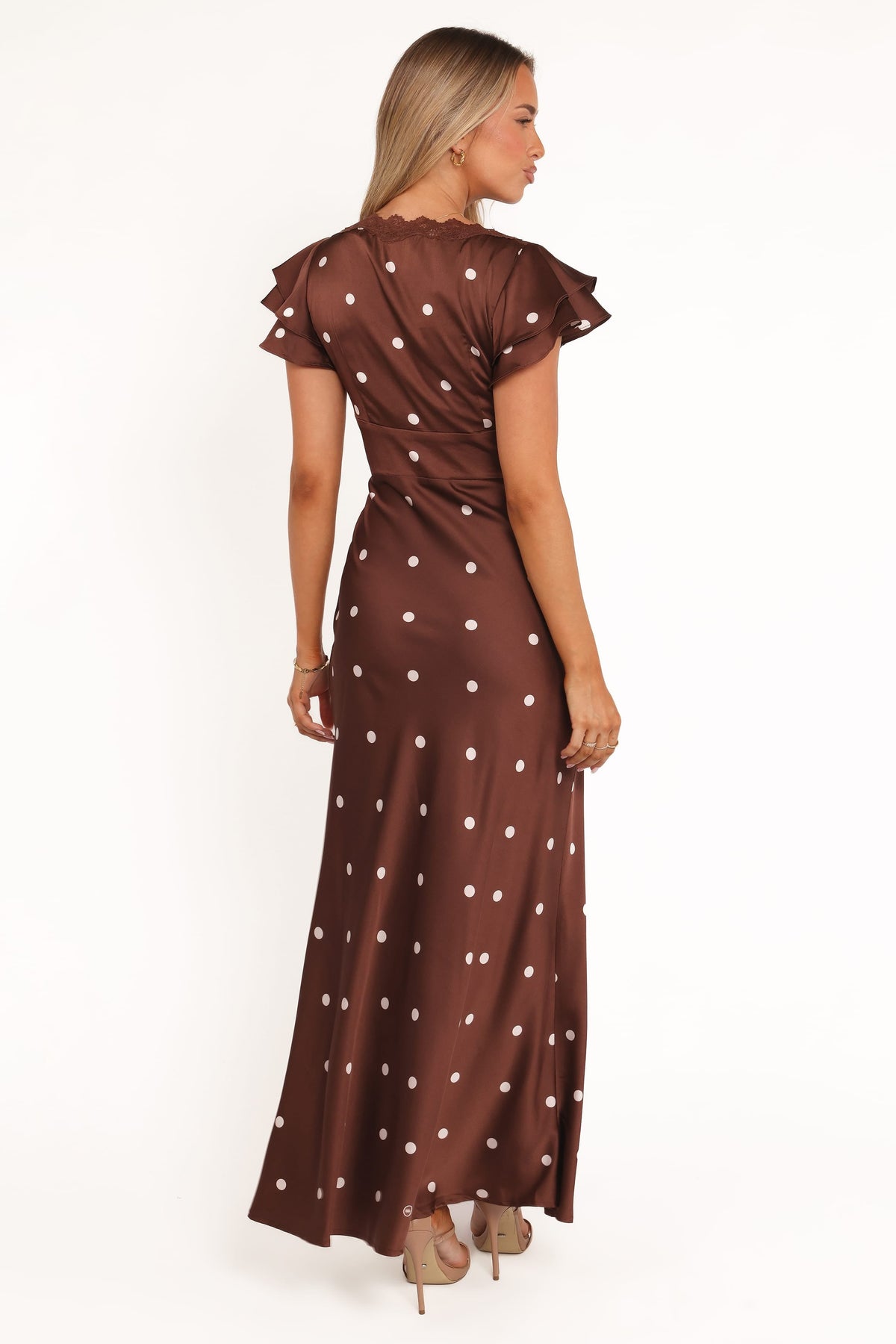 Arella Maxi Dress in Brown Polka Dot – view 5 of 7