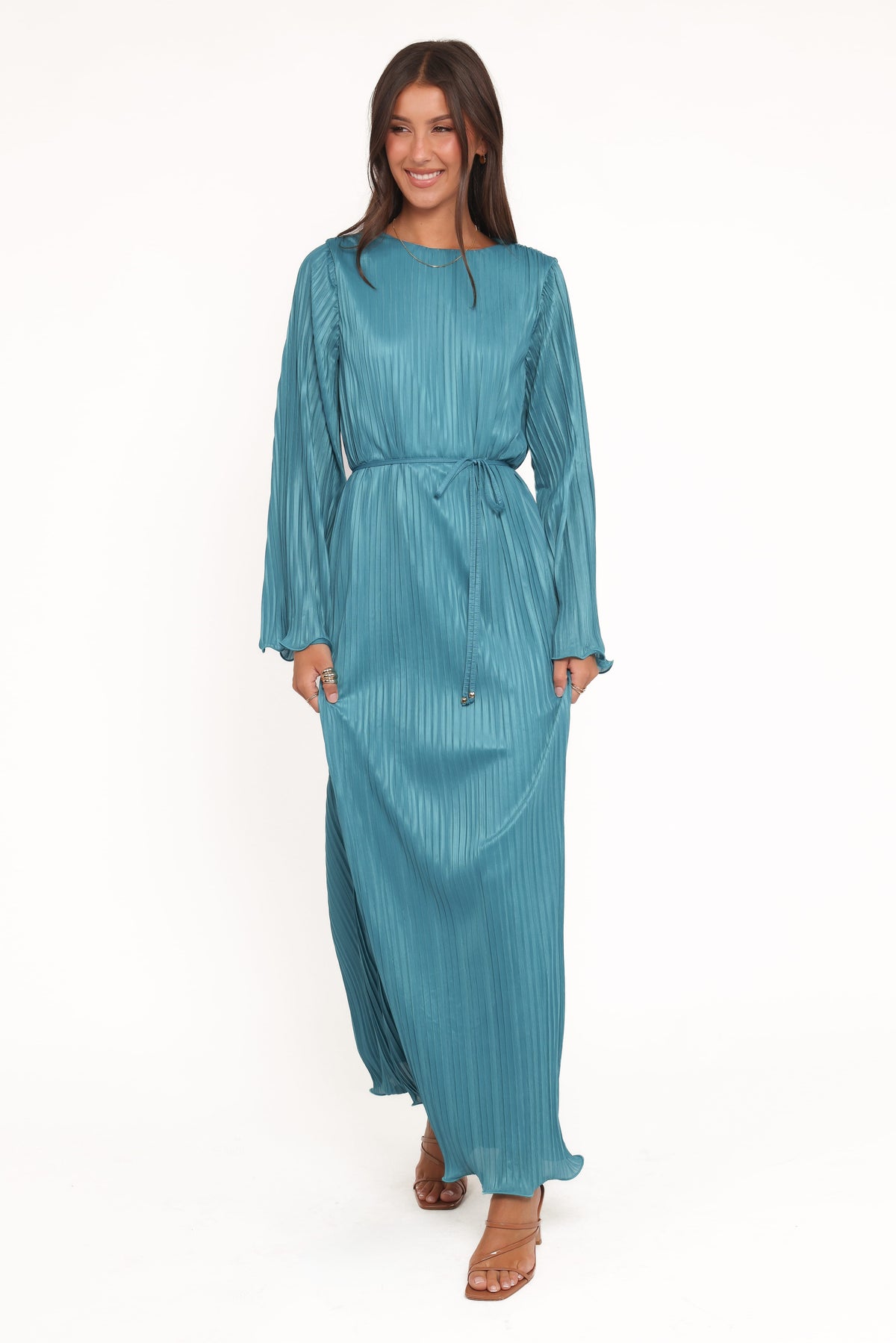 Armena Long Sleeve Maxi Dress in Teal – view 6 of 7