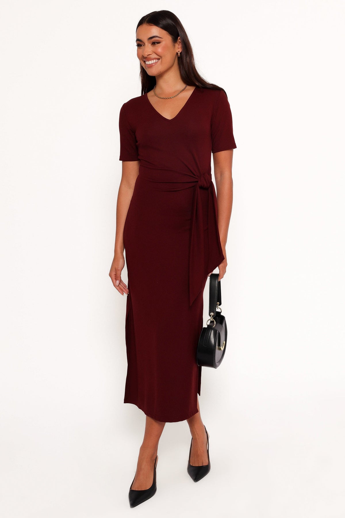 Asha Midi Dress in Wine – view 1 of 7