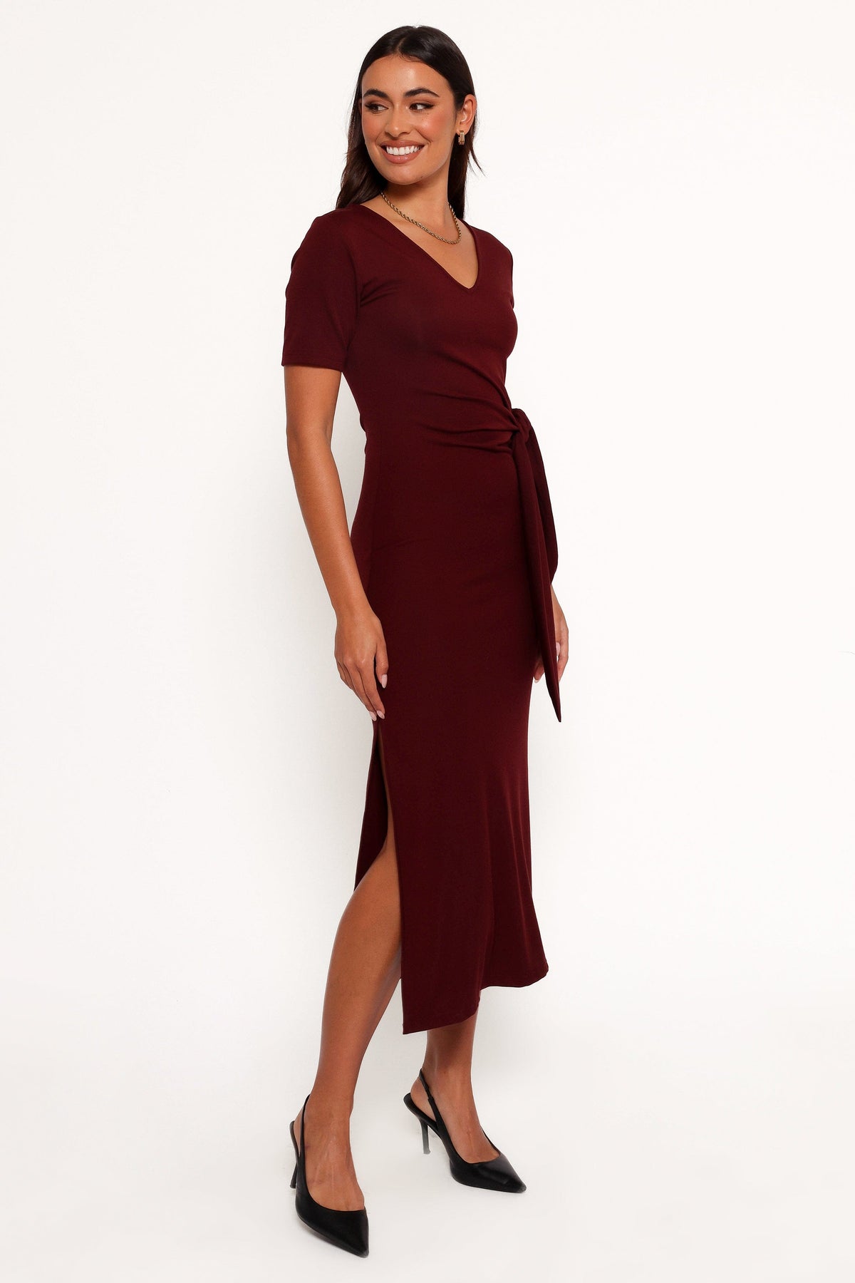 Asha Midi Dress in Wine – view 5 of 7