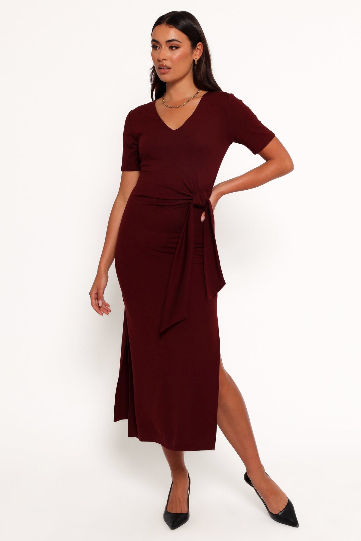 Asha Midi Dress in Wine – view 6 of 7