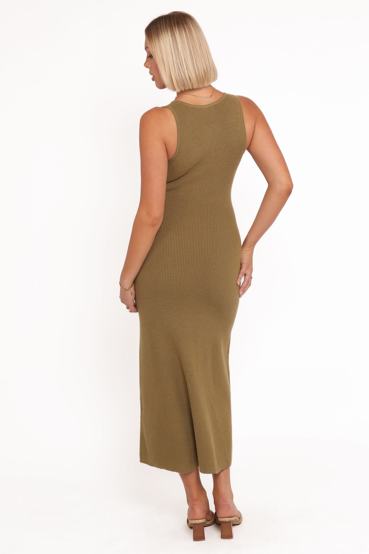 Aspen Button Up Knit Dress in Olive – view 4 of 6