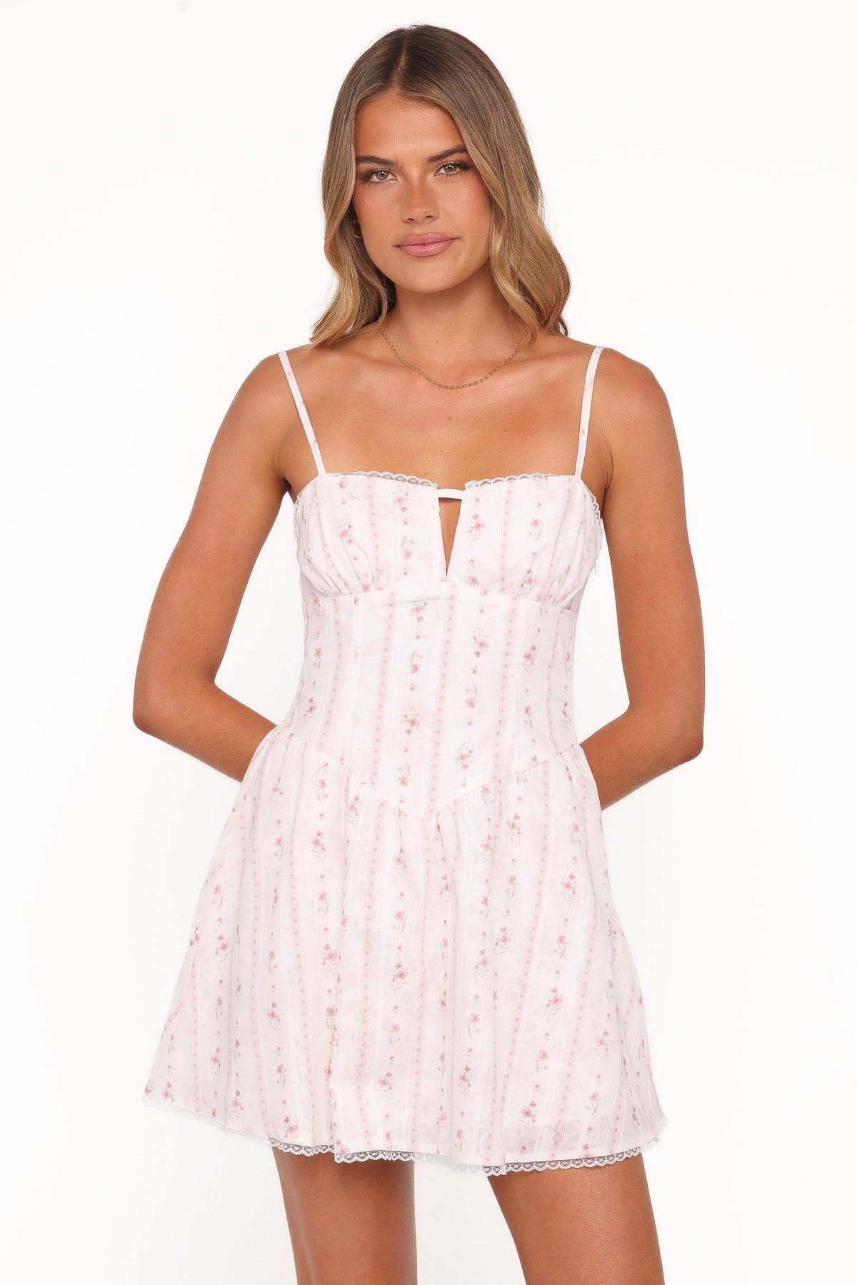 Athena Mini Dress in White Floral – view 1 of 8