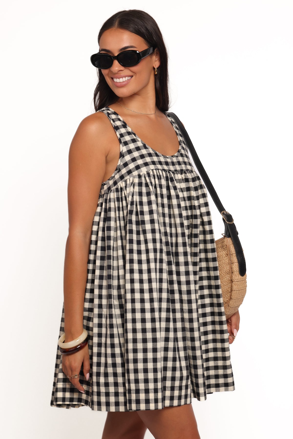 Atria Mini Dress in Black Cream Gingham – view 2 of 8