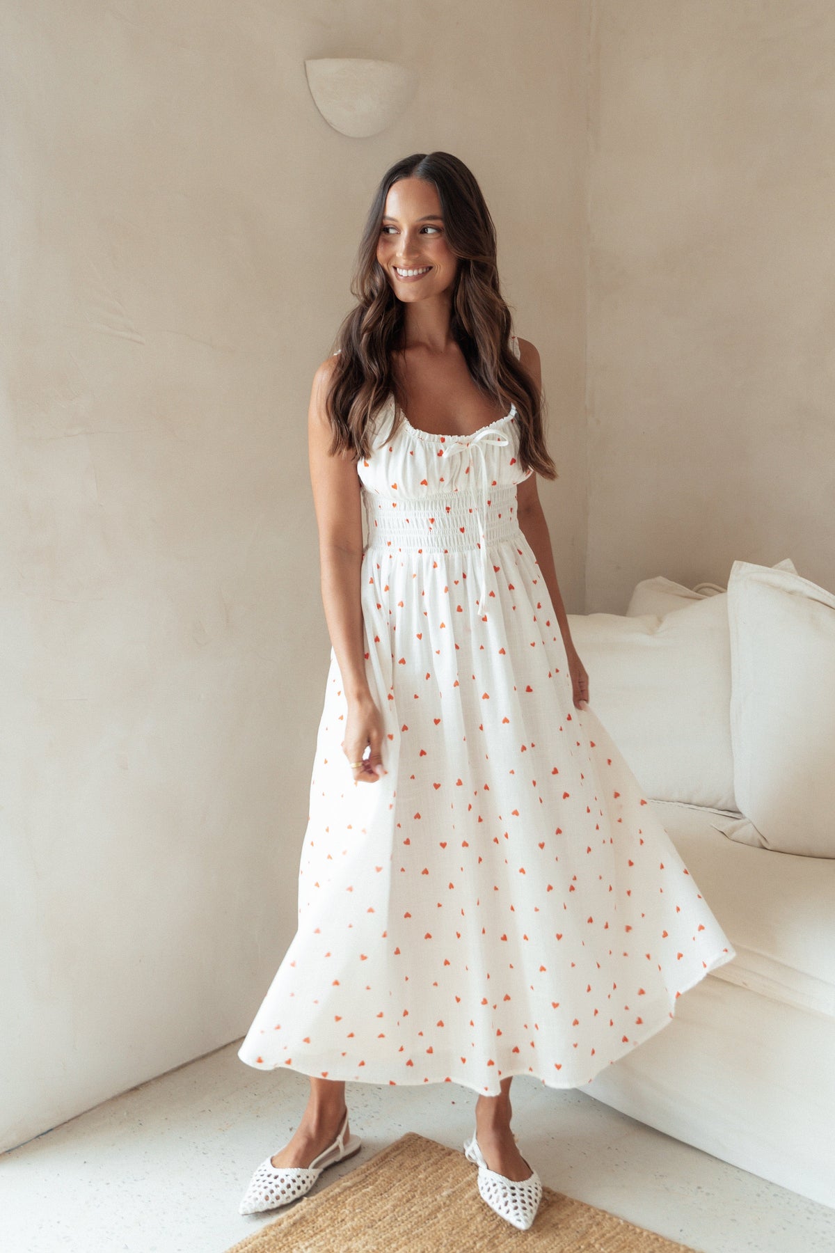 Auguste Midi Dress in Ditsy Heart – view 1 of 8