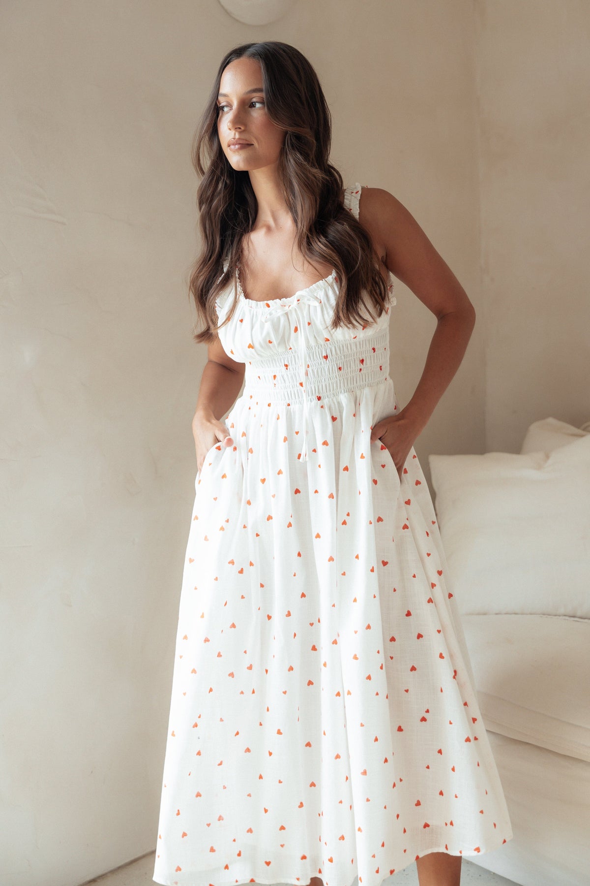 Auguste Midi Dress in Ditsy Heart – view 2 of 8