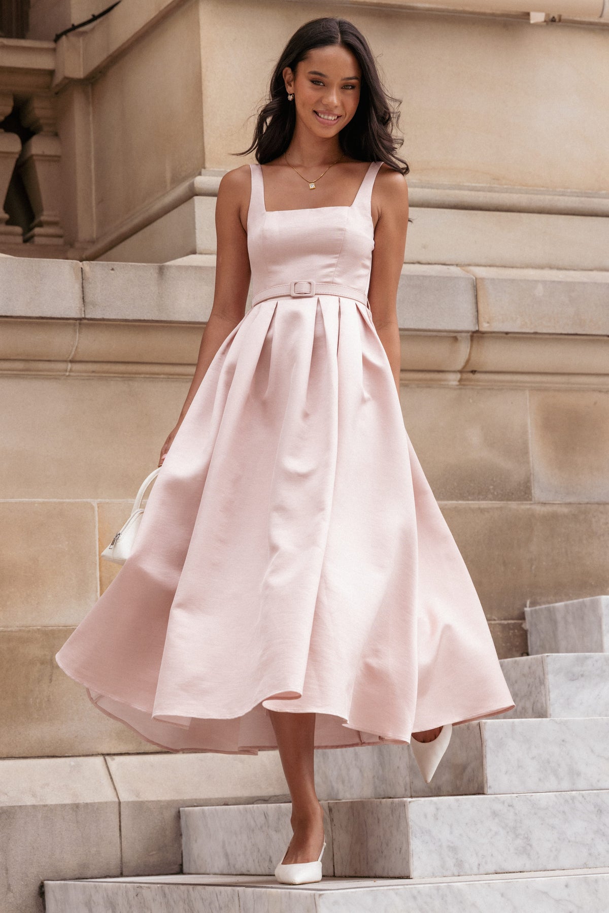 Augustine Midi Dress in Dusty Pink – view 1 of 7