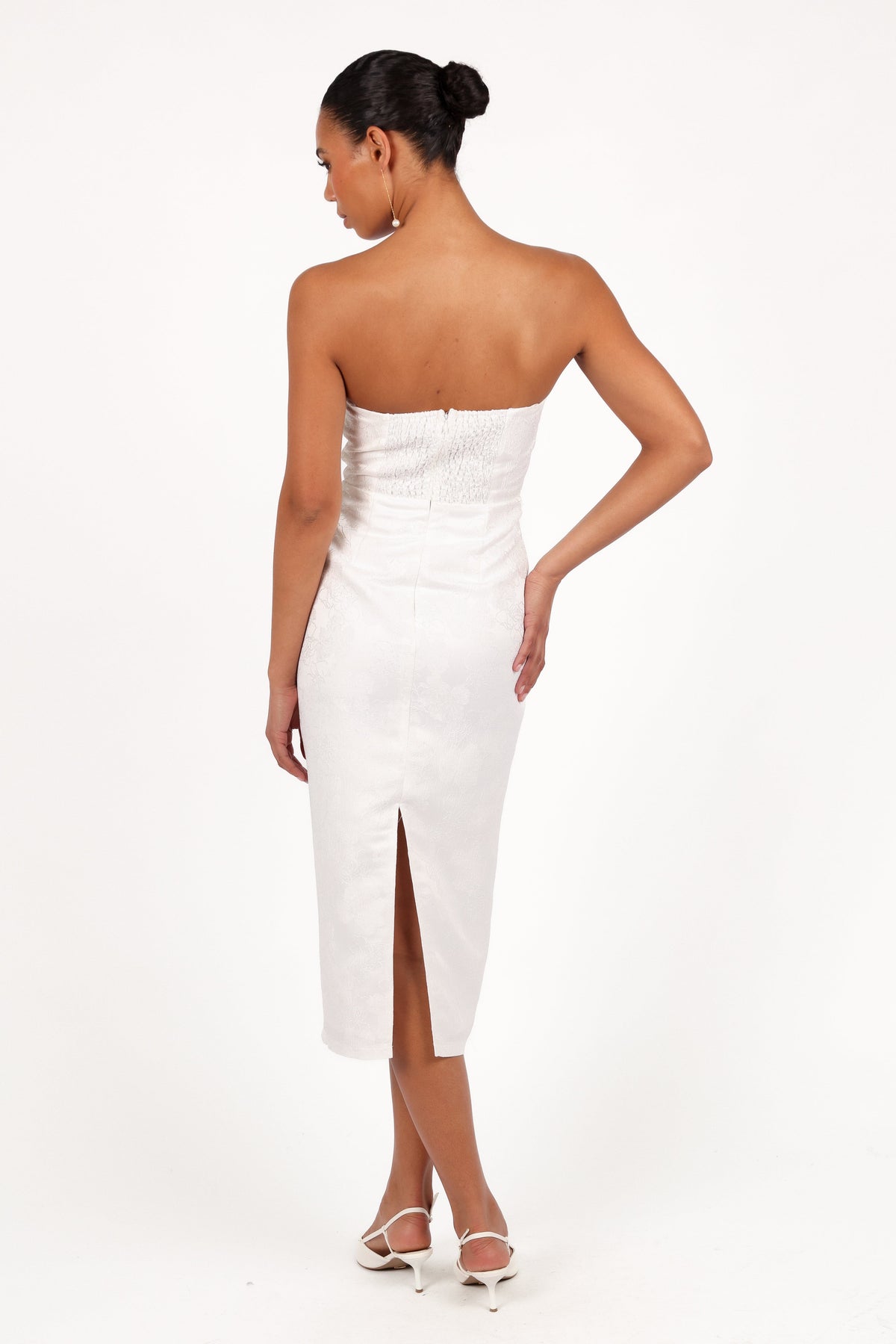 Avah Strapless Midi Dress in White – view 4 of 9