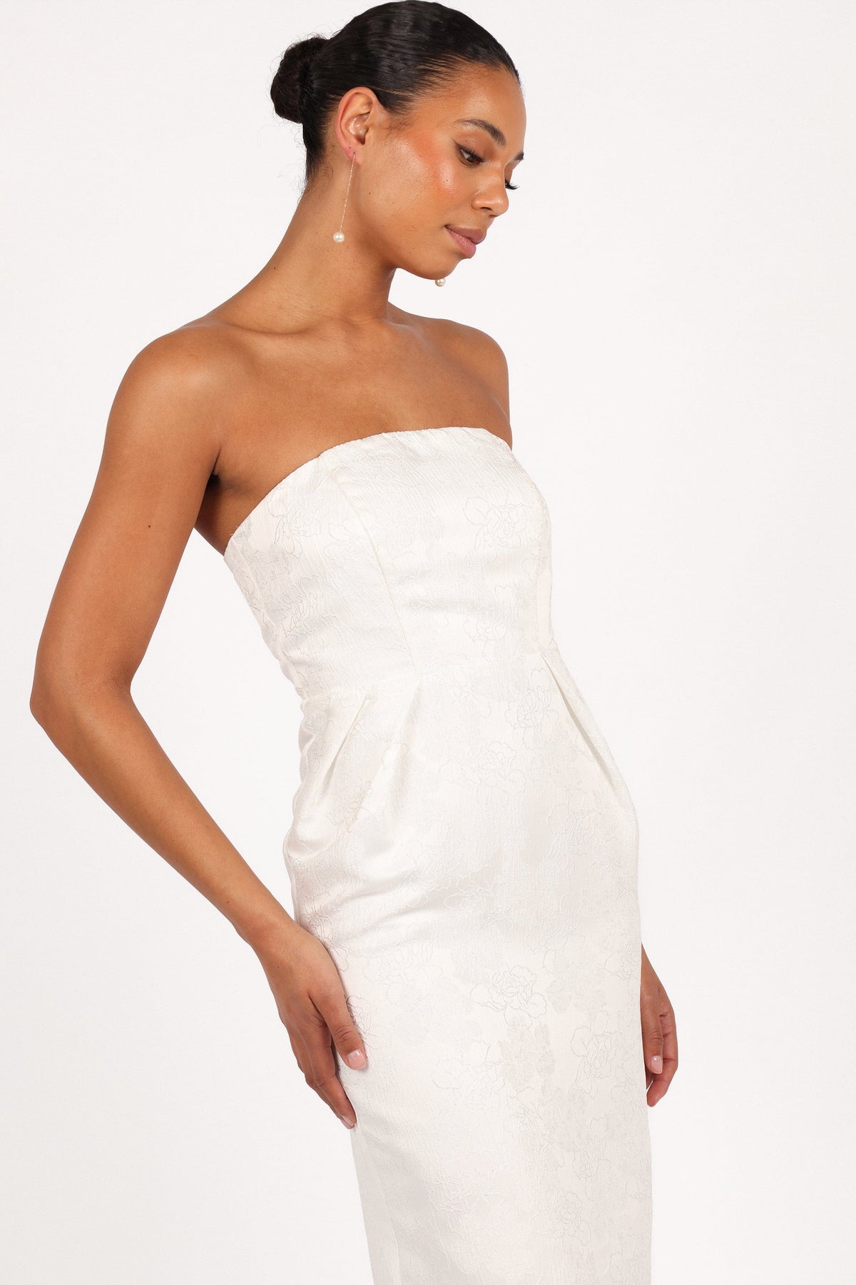 Avah Strapless Midi Dress in White – view 6 of 9