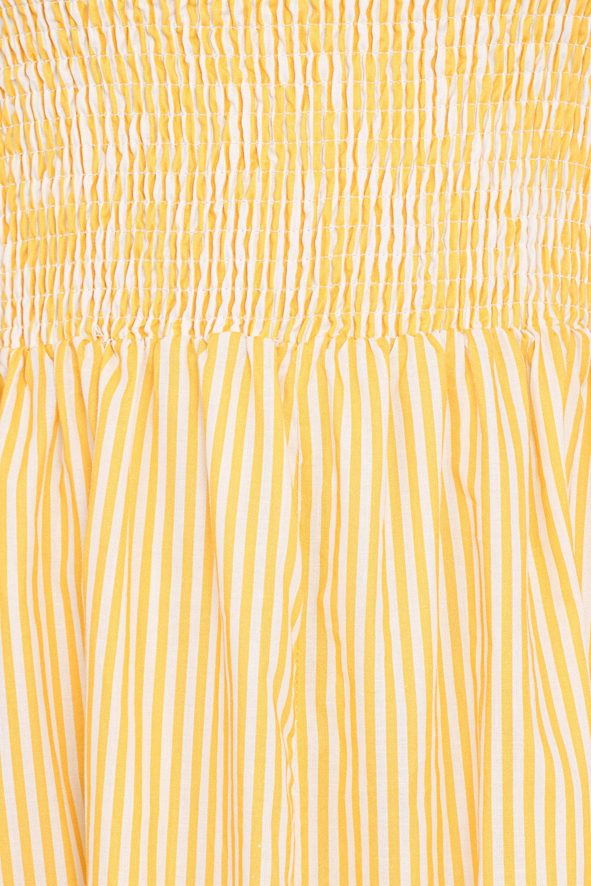 Aviva Smocked Midi Dress in Mango Stripe – view 8 of 9