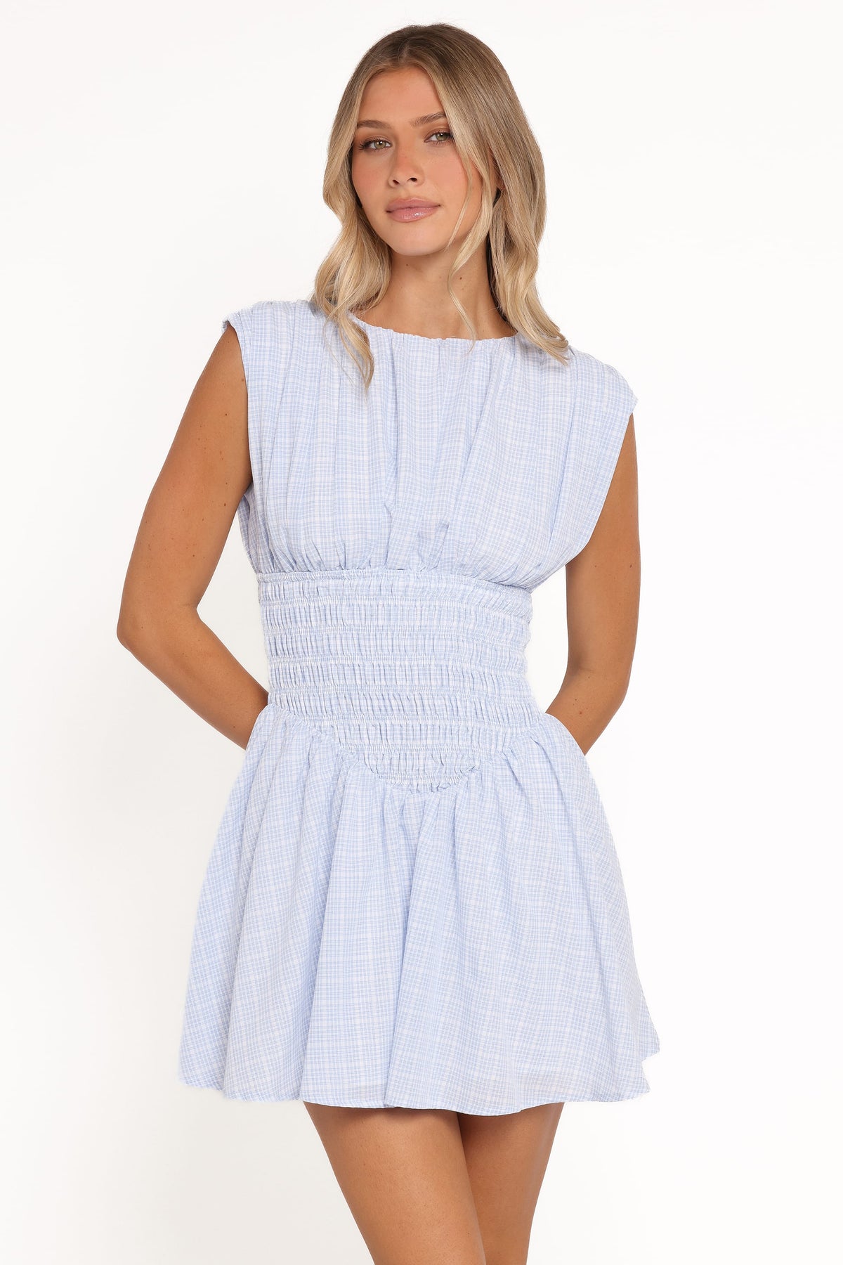 Ayla Mini Dress in Blue Gingham – view 2 of 8