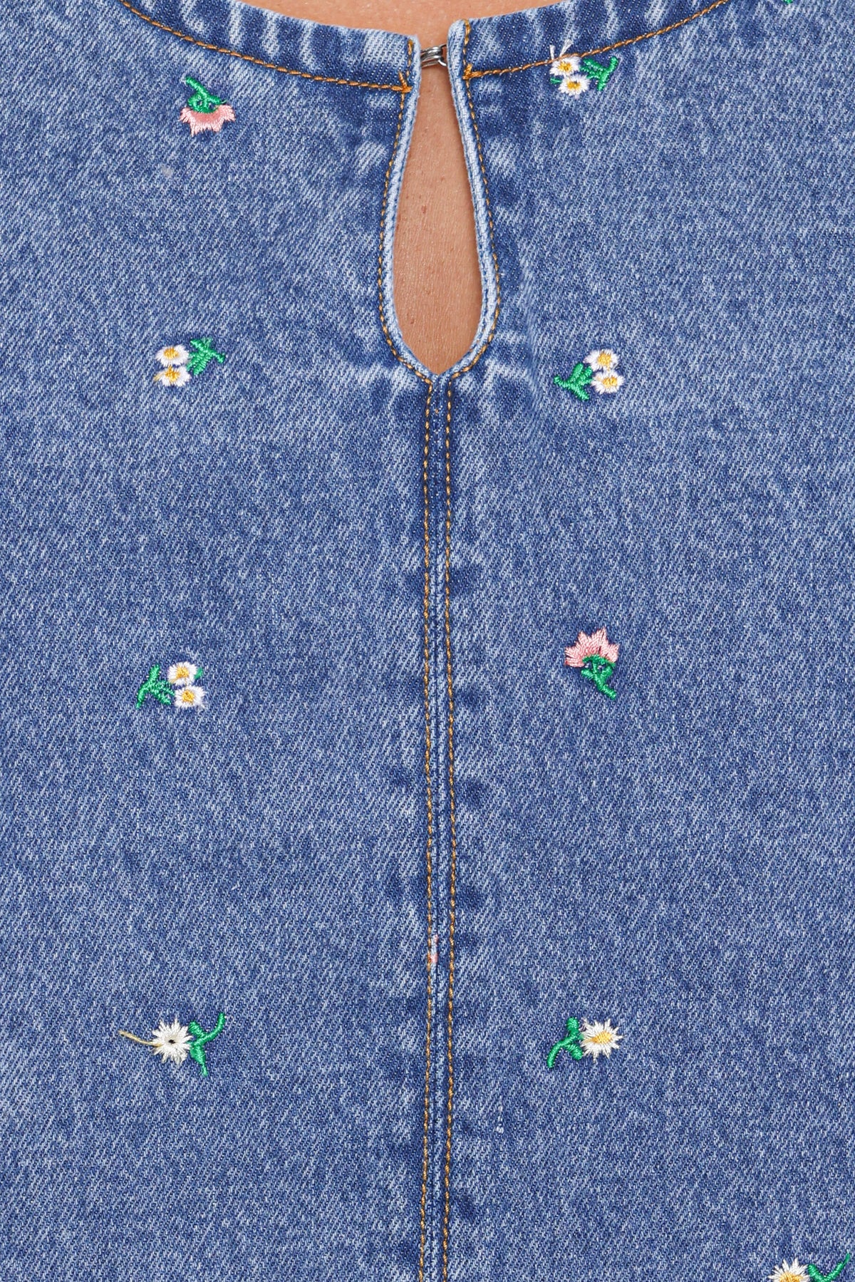 Azen Mini Dress in Embroidered Denim – view 7 of 8