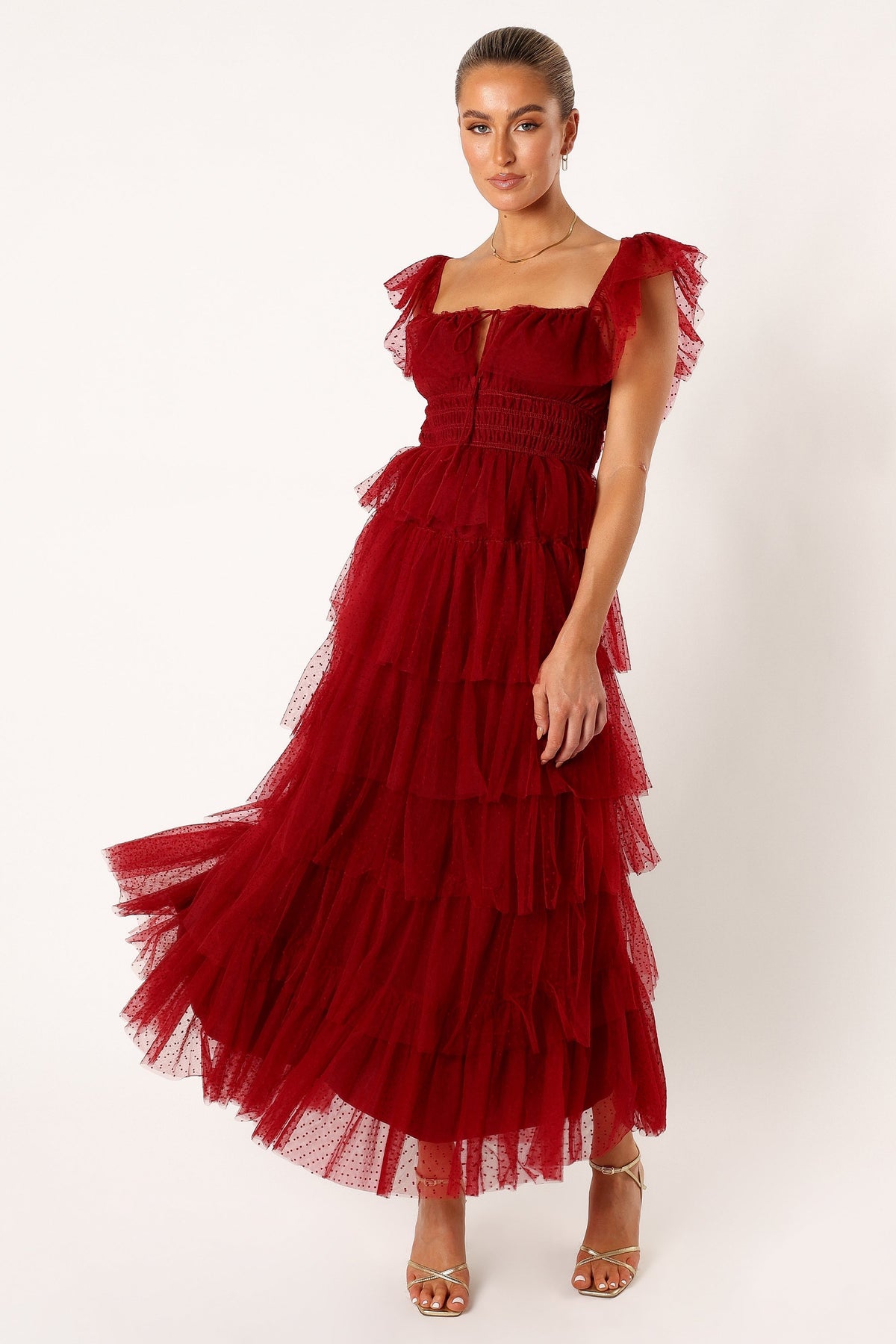 Belle Maxi Dress in Burgundy – view 1 of 9