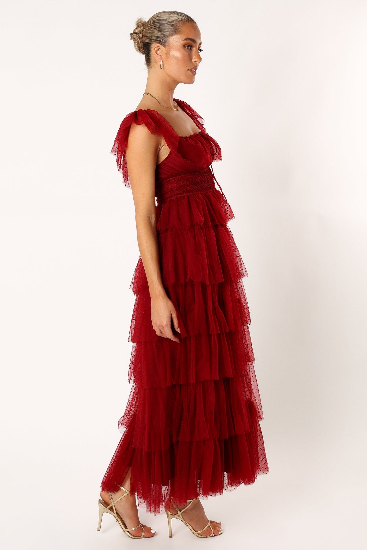 Belle Maxi Dress in Burgundy – view 2 of 9
