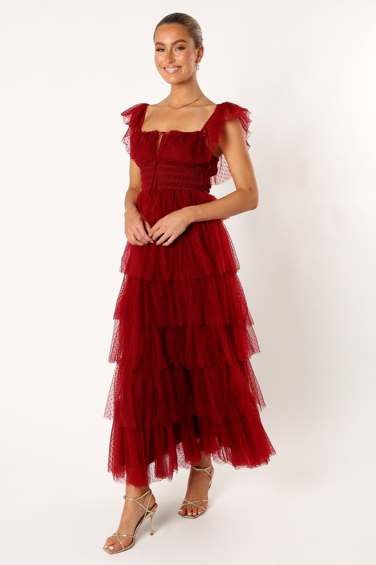 Belle Maxi Dress in Burgundy – view 4 of 9