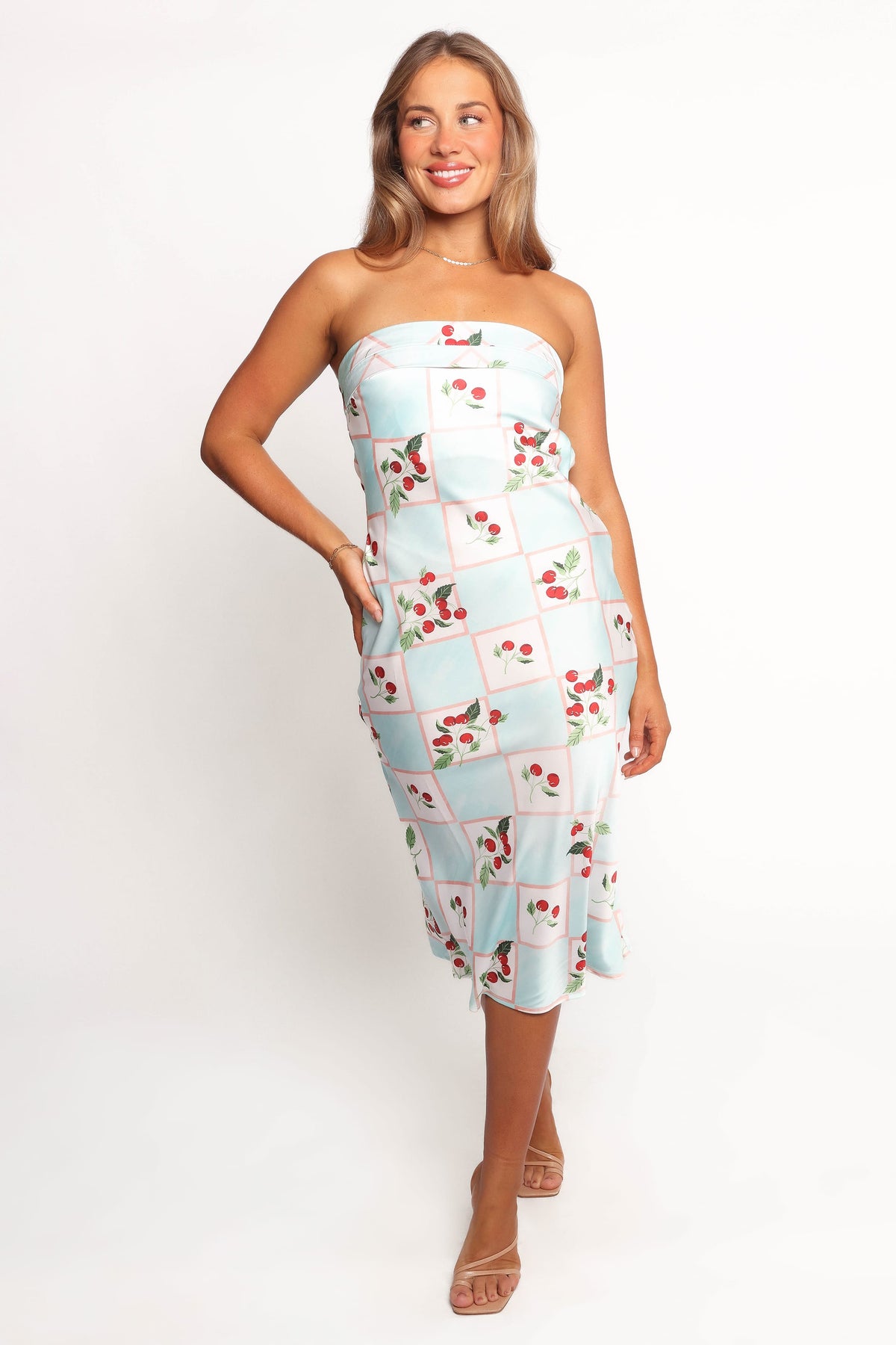 Benton Strapless Midi Dress in Cherry Print – view 1 of 7