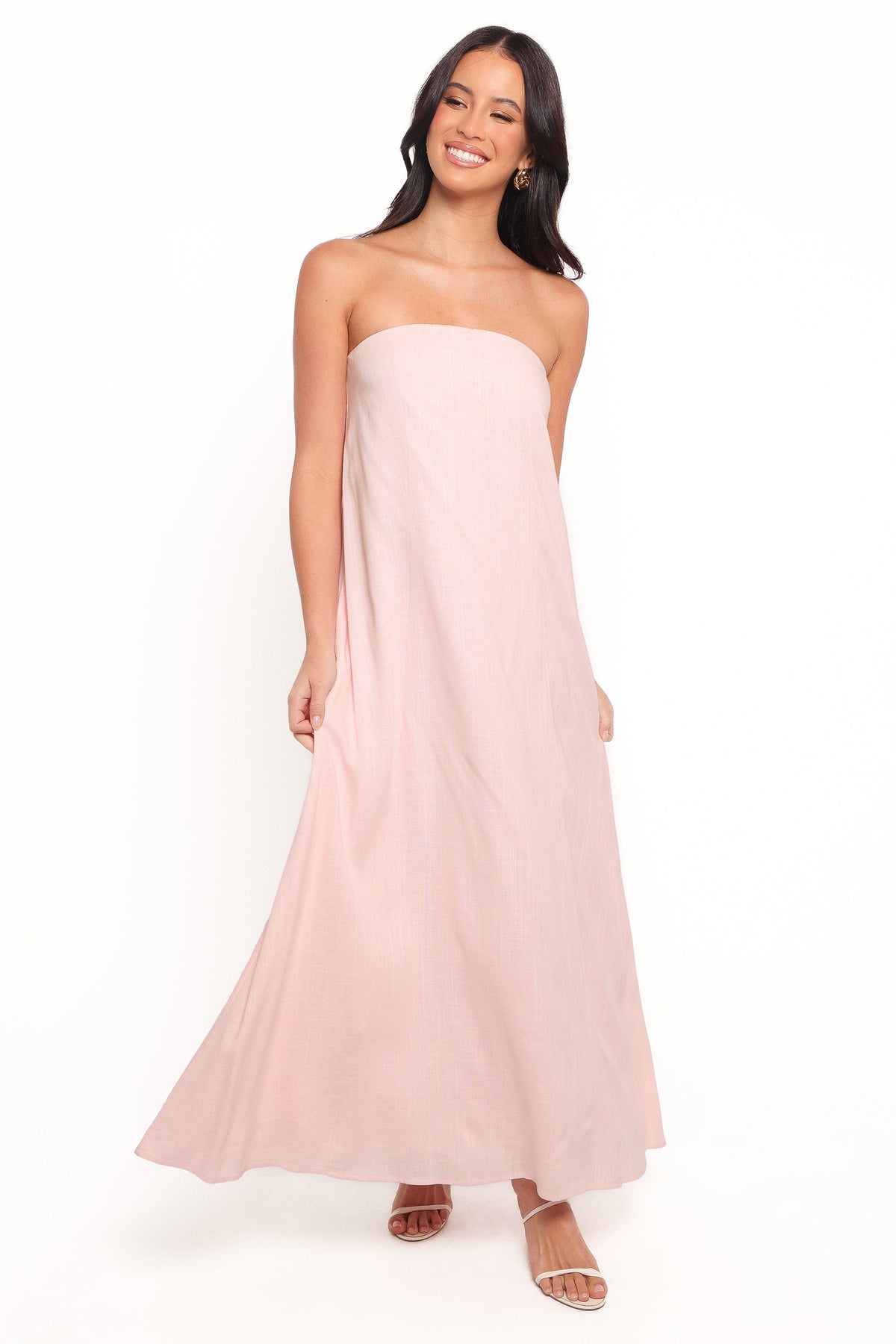 Bethany Strapless Midi Dress in Rosewater – view 3 of 9