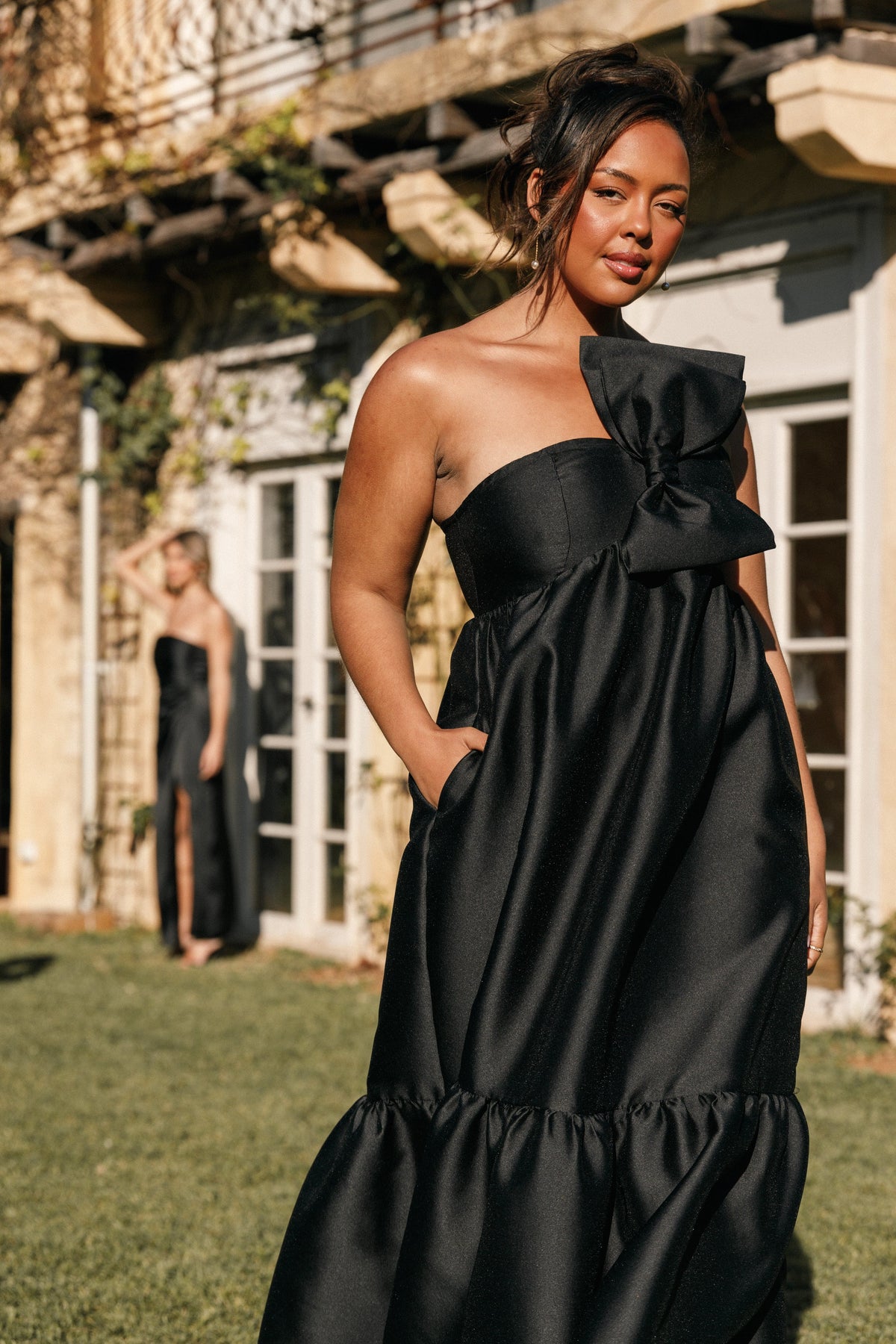 Betina Bow Front Maxi Dress in Black – view 3 of 8