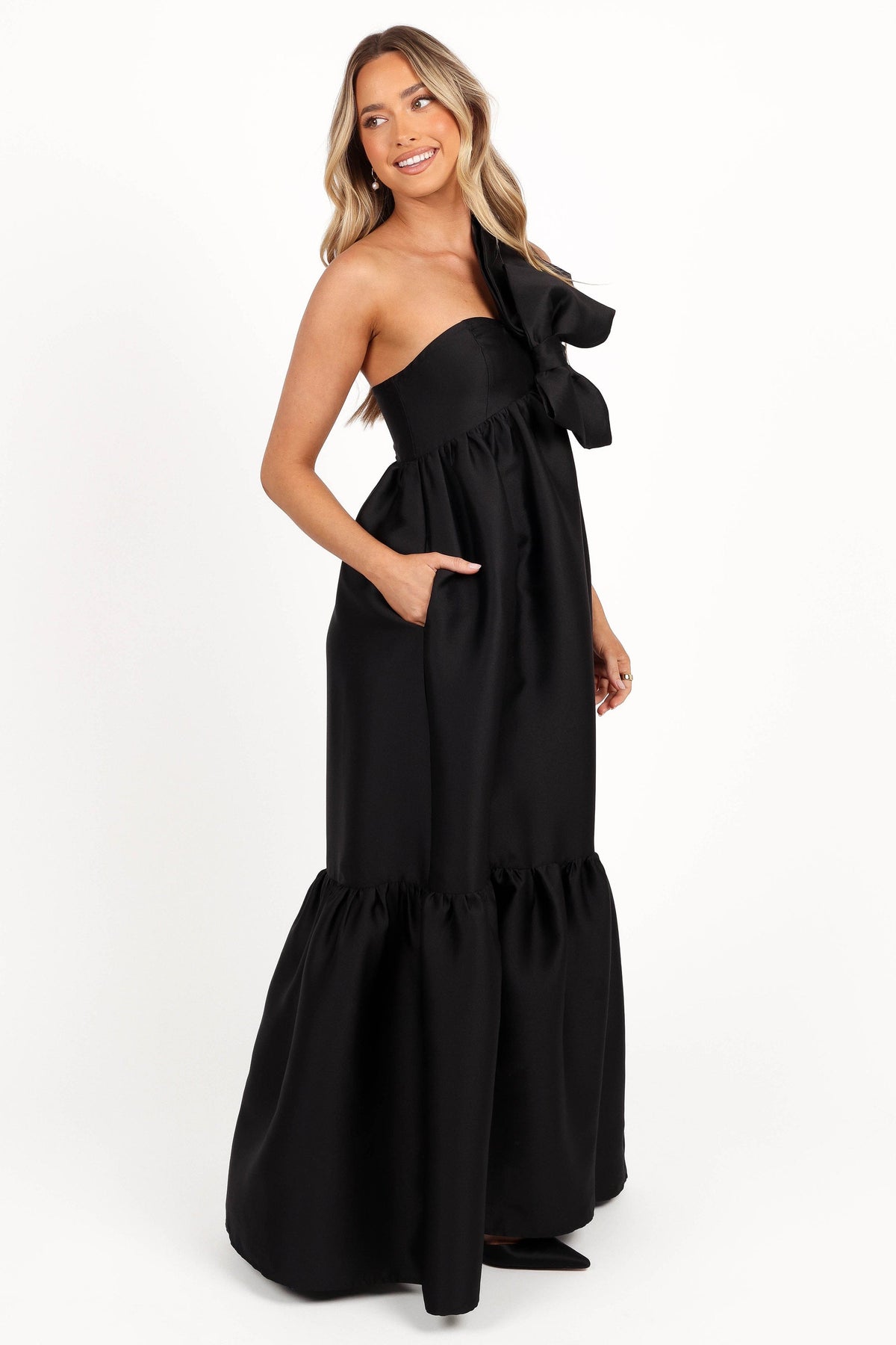 Betina Bow Front Maxi Dress in Black – view 7 of 8