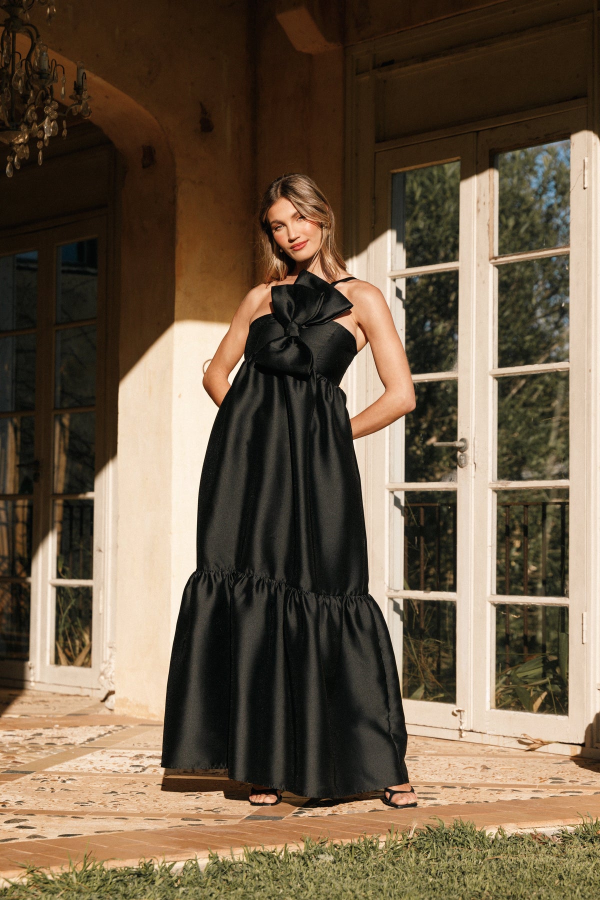 Betina Bow Front Maxi Dress in Black – view 1 of 8