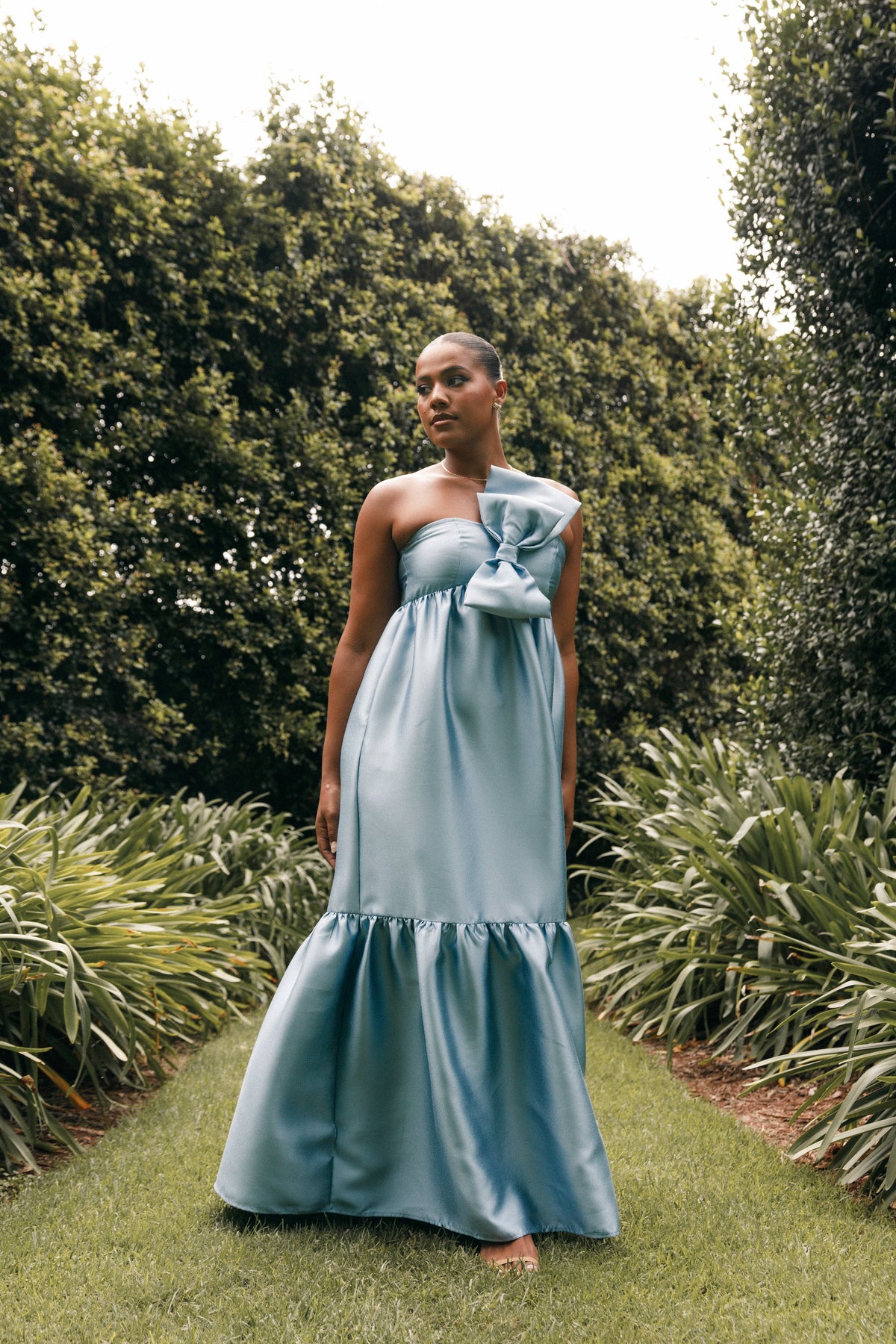 Betina Bow Front Maxi Dress in Blue – view 1 of 9