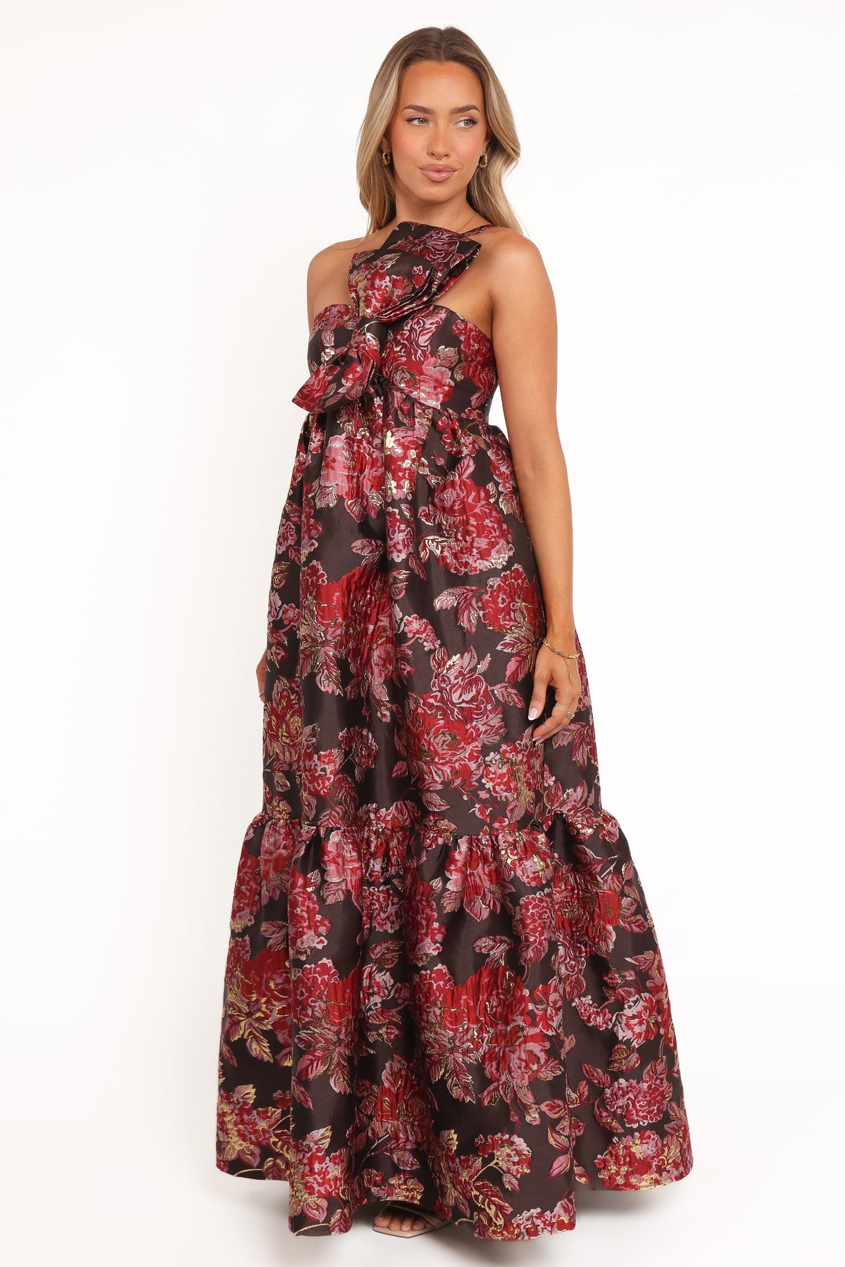 Betina Bow Front Maxi Dress in Brown Floral – view 4 of 7