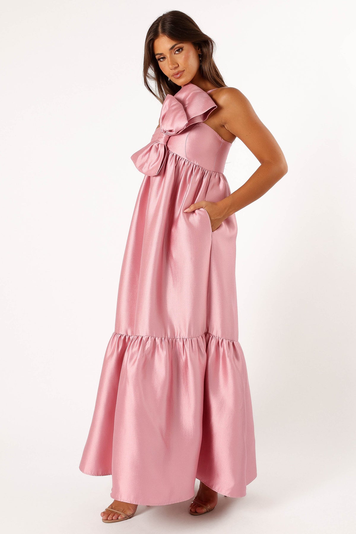 Betina Bow Front Maxi Dress in Dusty Rose – view 3 of 11