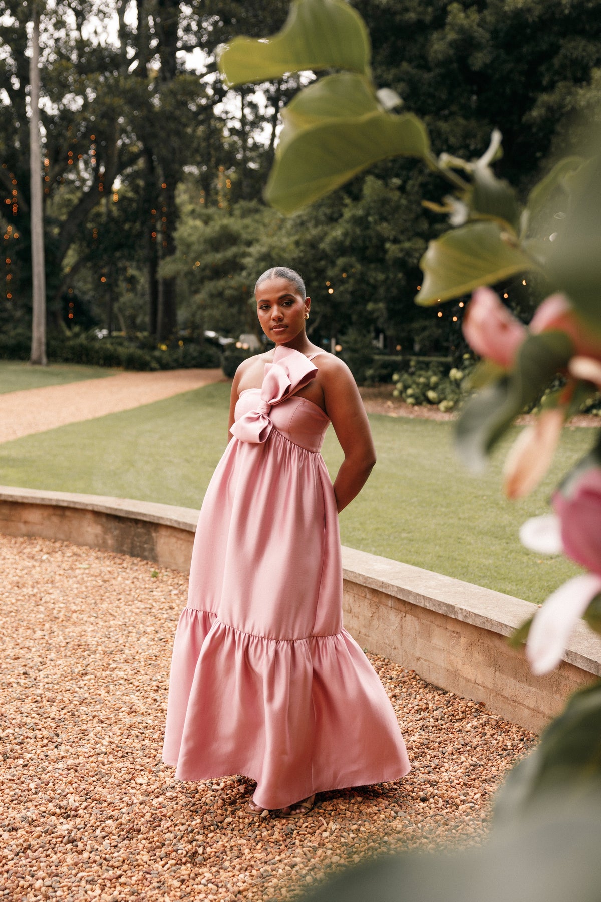 Betina Bow Front Maxi Dress in Dusty Rose – view 9 of 11
