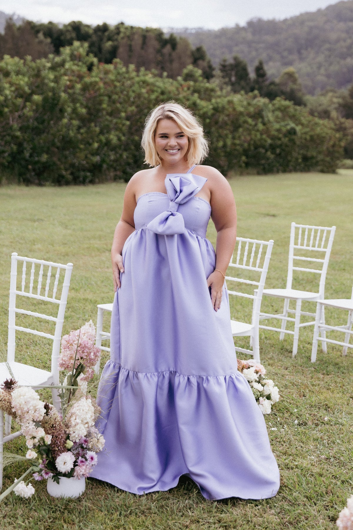 Betina Bow Front Maxi Dress in Lilac – view 1 of 8