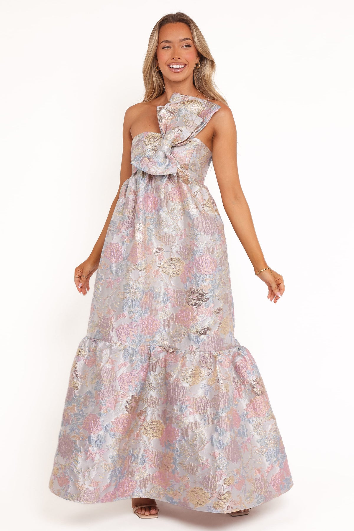 Betina Bow Front Maxi Dress in Pale Blue Floral – view 2 of 7